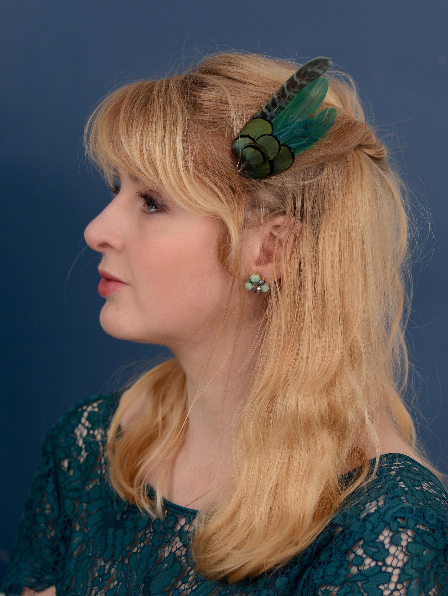 Dark Green Feather Hair Clip | Pheasant Feather Hair Clip | Feather Fascinator | Bridal | Bridesmaid Hair Clip | Wedding Fascinator