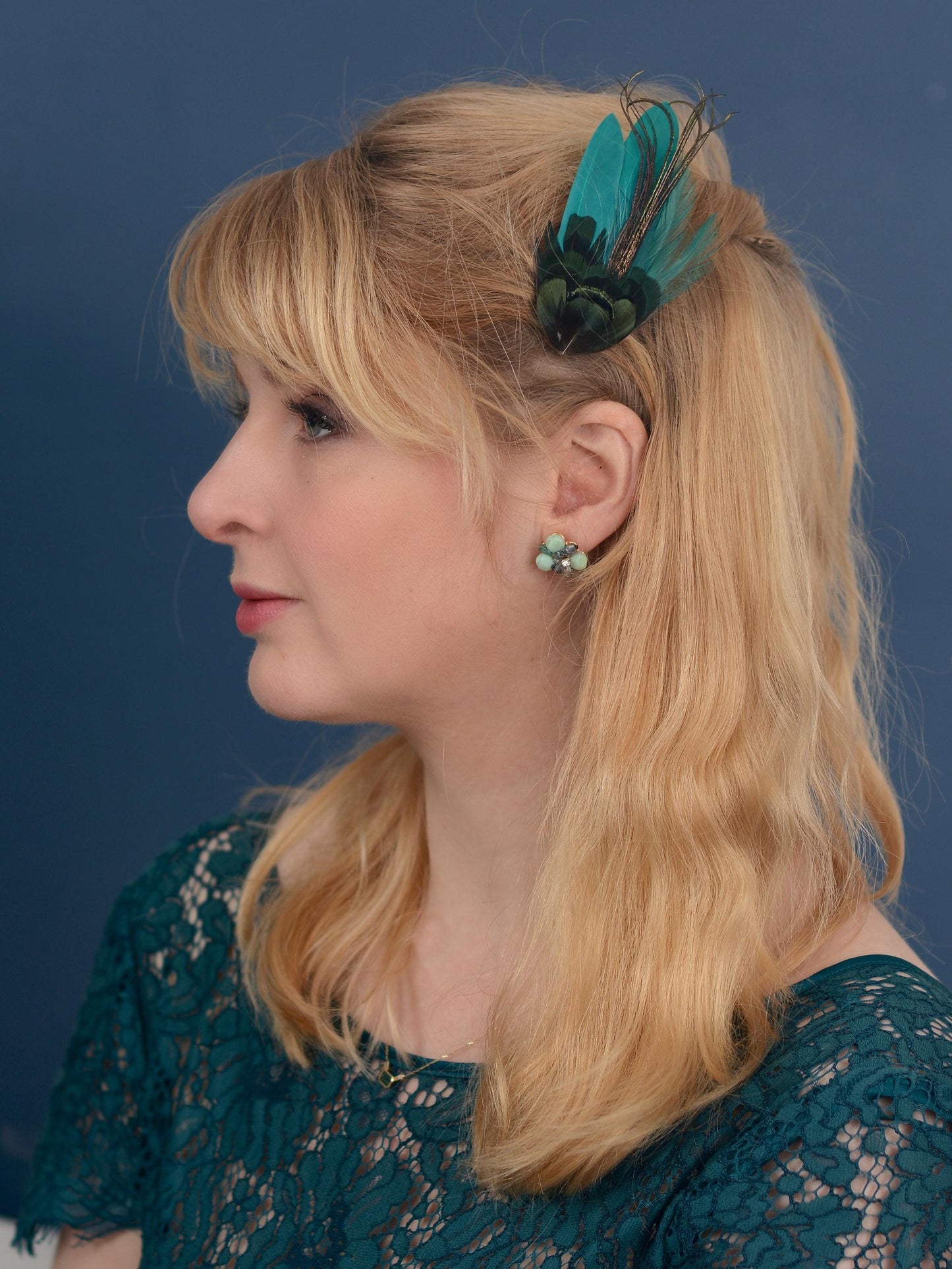 Teal and Green Feather Hair Clip | Pheasant Feather Hair Clip | Feather Fascinator | Bridal | Bridesmaid Hair Clip | Wedding Fascinator