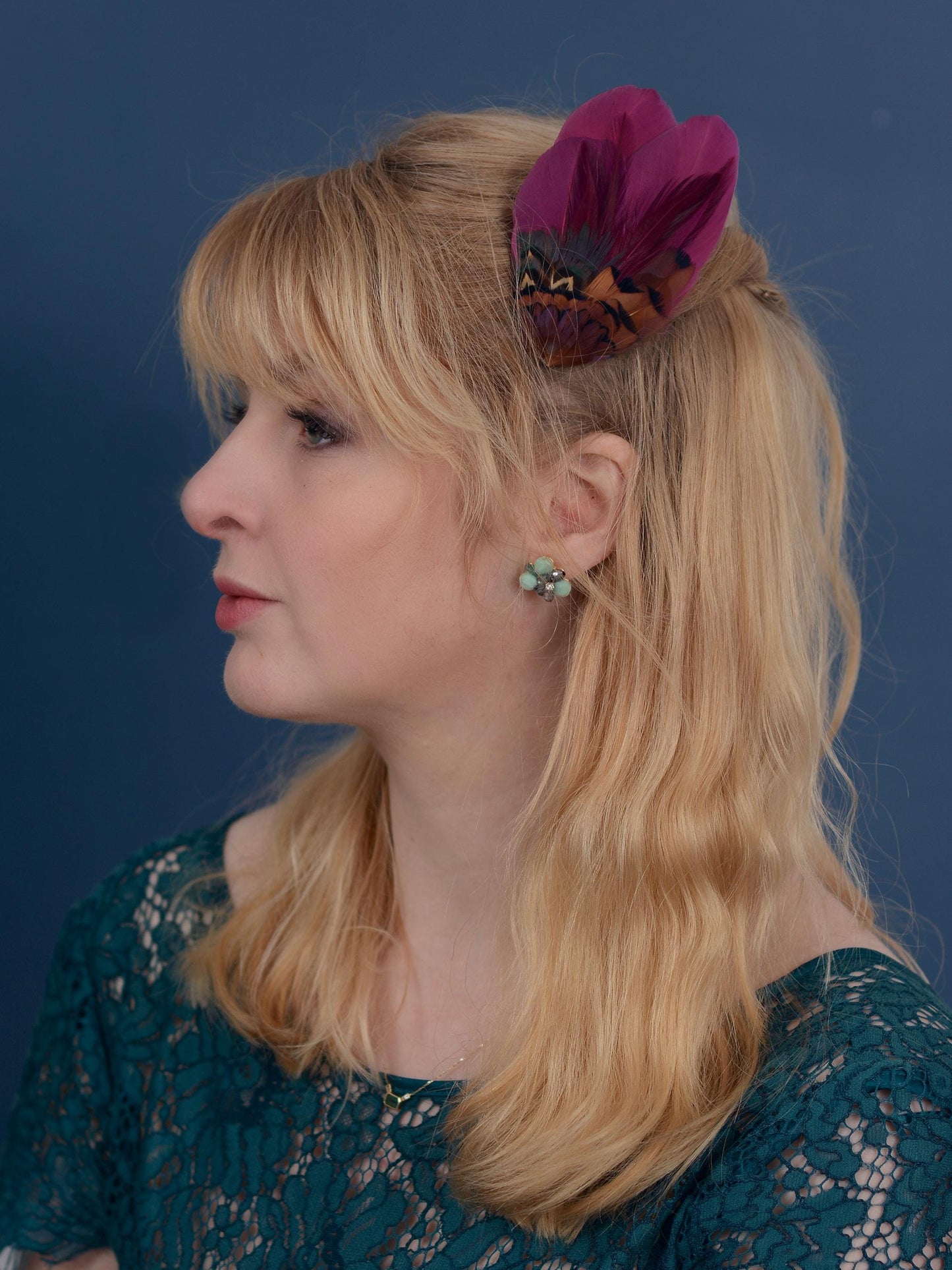 Plum and Copper Pheasant Feather Hair Clip No.20, Feather Fascinator, Wedding Hair Clip