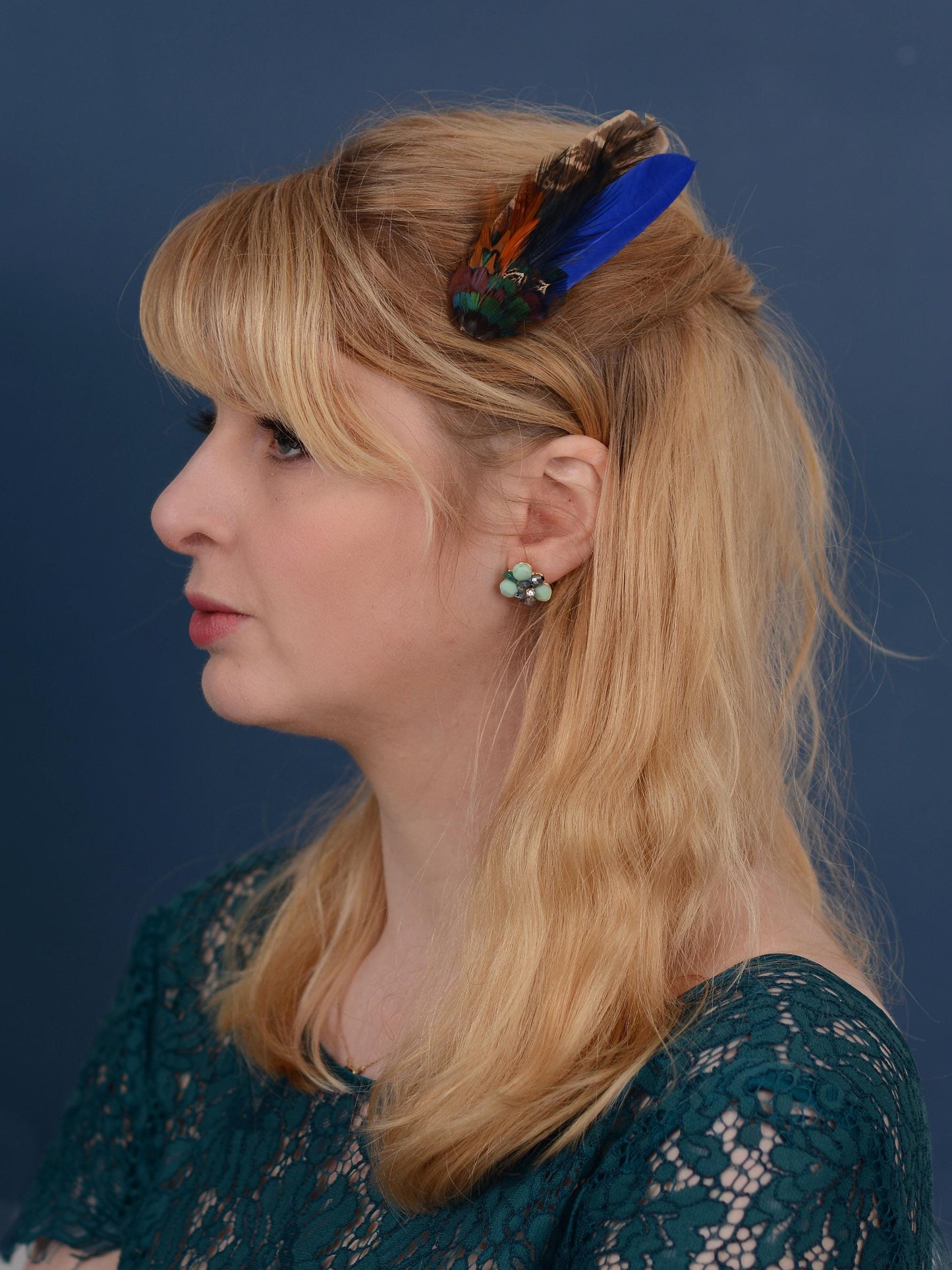 Blue and Copper Pheasant Feather Hair Clip | Feather Fascinator | Bridal | Bridesmaid Hair Clip | Wedding Fascinator