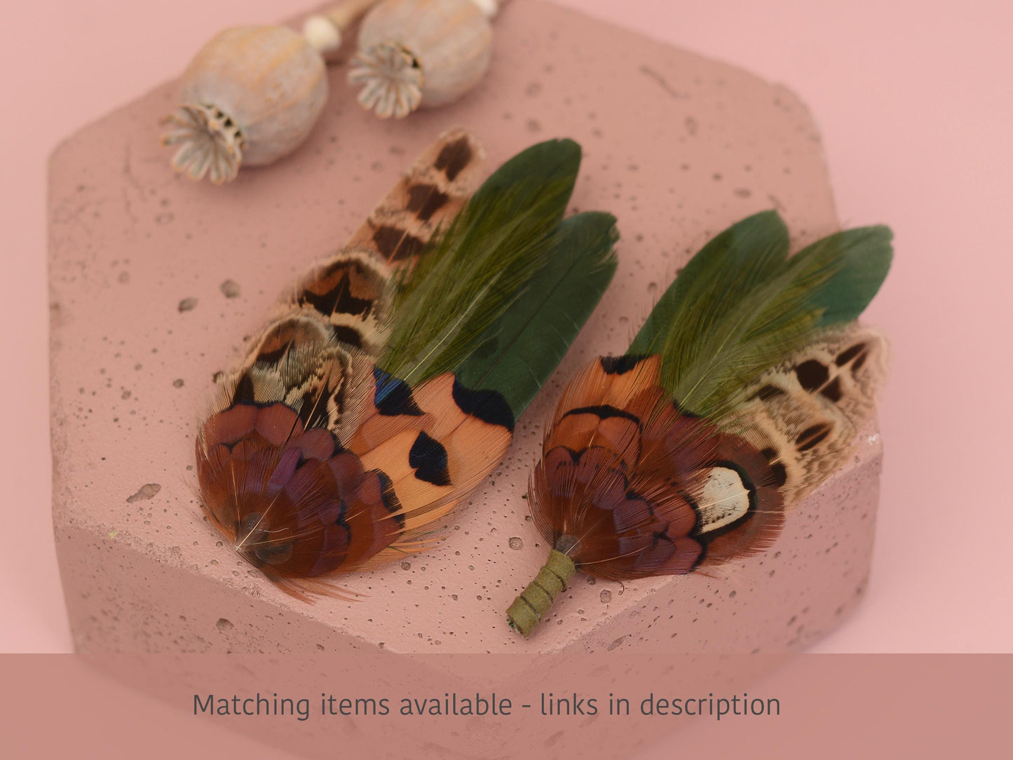 Small Green and Copper Pheasant Feather Hair Clip No.085 | Feather Fascinator | Bridal | Bridesmaid Hair Clip | Wedding Fascinator