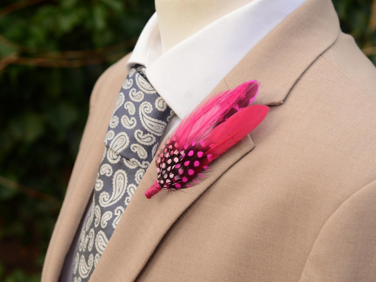 Bright Pink Feather Brooch No.121 | Feather Boutonniere | Feather Hat Pin Feather Lapel Pin