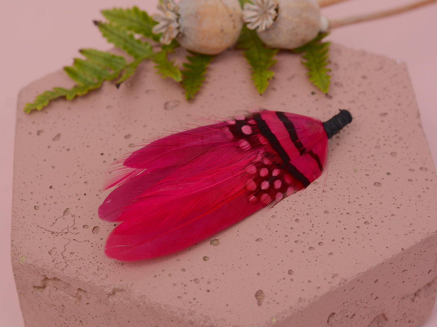 Raspberry Pink Feather Pin Small no.122 | Duck Feather Boutonniere | Feather Brooch | Feather Hat Pin