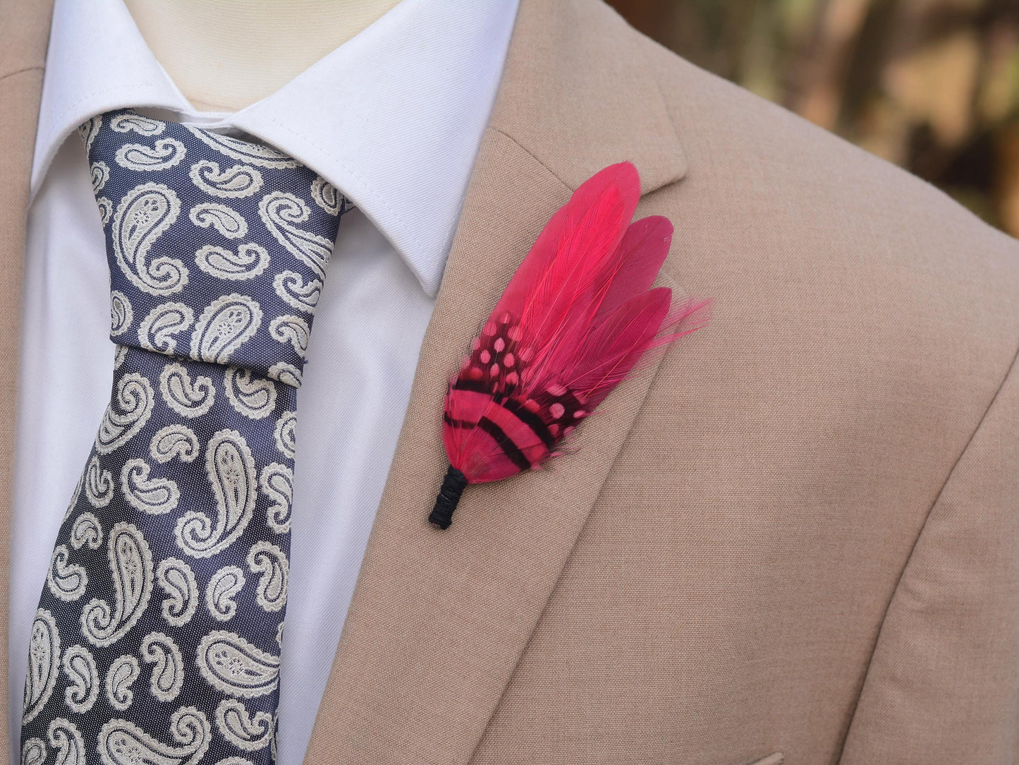 Raspberry Pink Feather Pin Small no.122 | Duck Feather Boutonniere | Feather Brooch | Feather Hat Pin