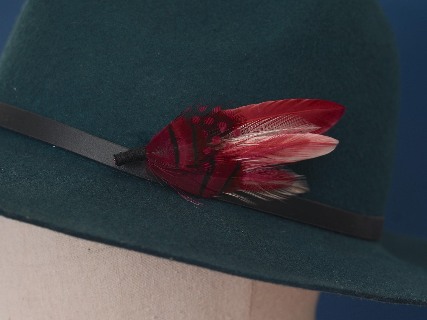 Berry Burgundy and Blush Pink Boutonniere No.123 | Burgundy Feather Hat Pin | Feather Brooch | Feather Lapel Pin