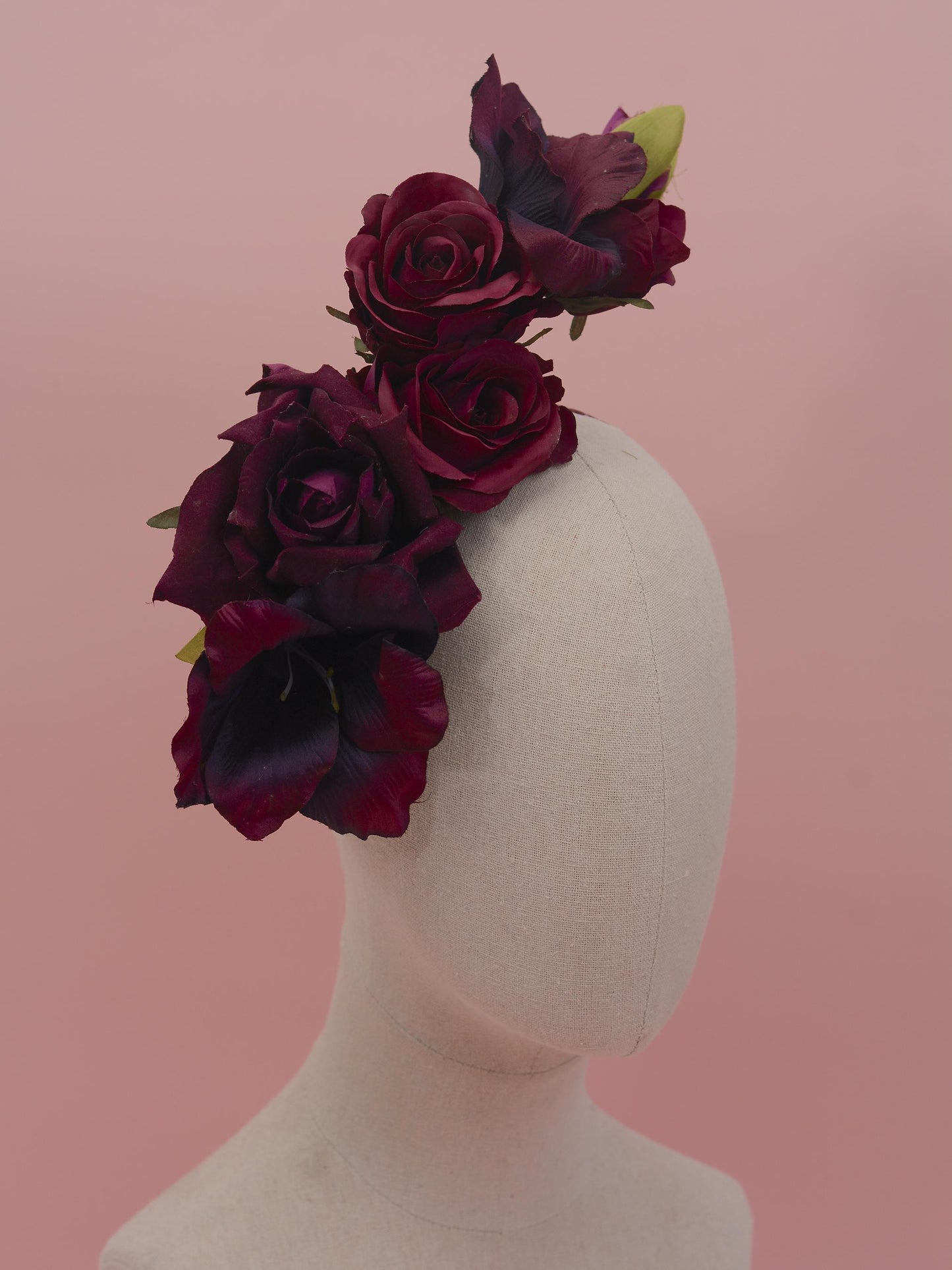 Sculptural Floating Plum Flower Headpiece | Floating Rose Headband | Flower Crown | Wedding Headpiece | Races Headpiece