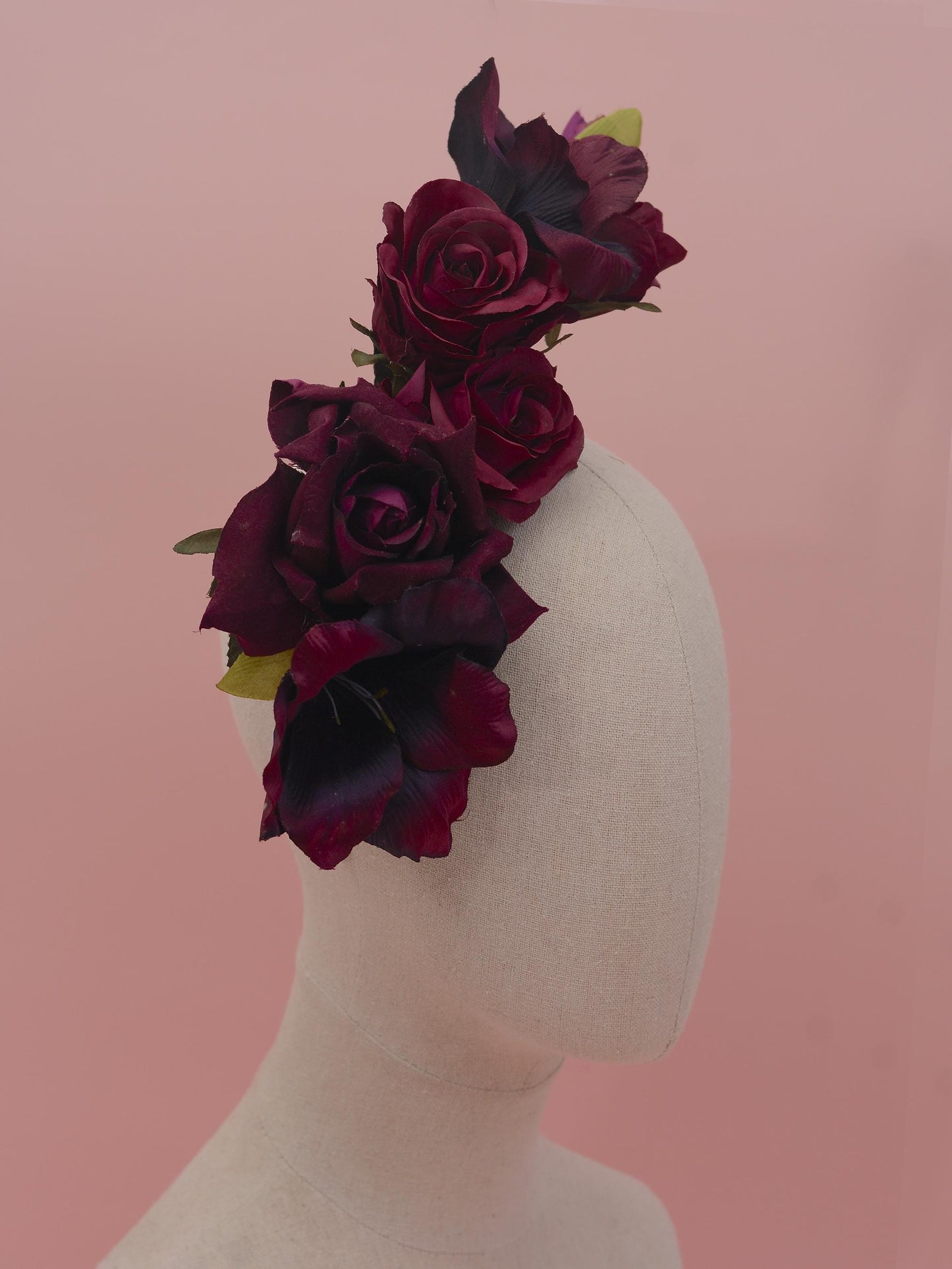Sculptural Floating Plum Flower Headpiece | Floating Rose Headband | Flower Crown | Wedding Headpiece | Races Headpiece