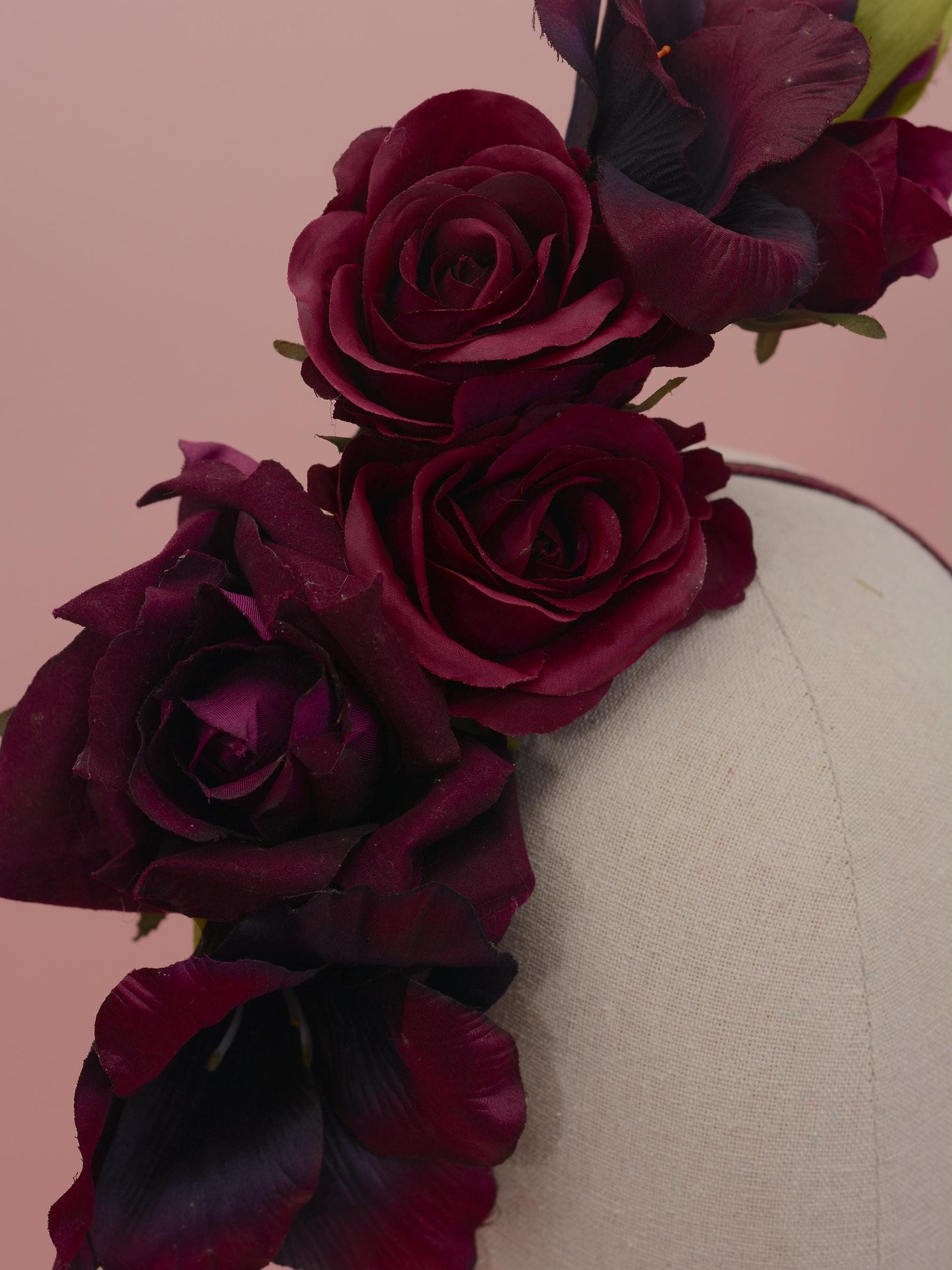 Sculptural Floating Plum Flower Headpiece | Floating Rose Headband | Flower Crown | Wedding Headpiece | Races Headpiece