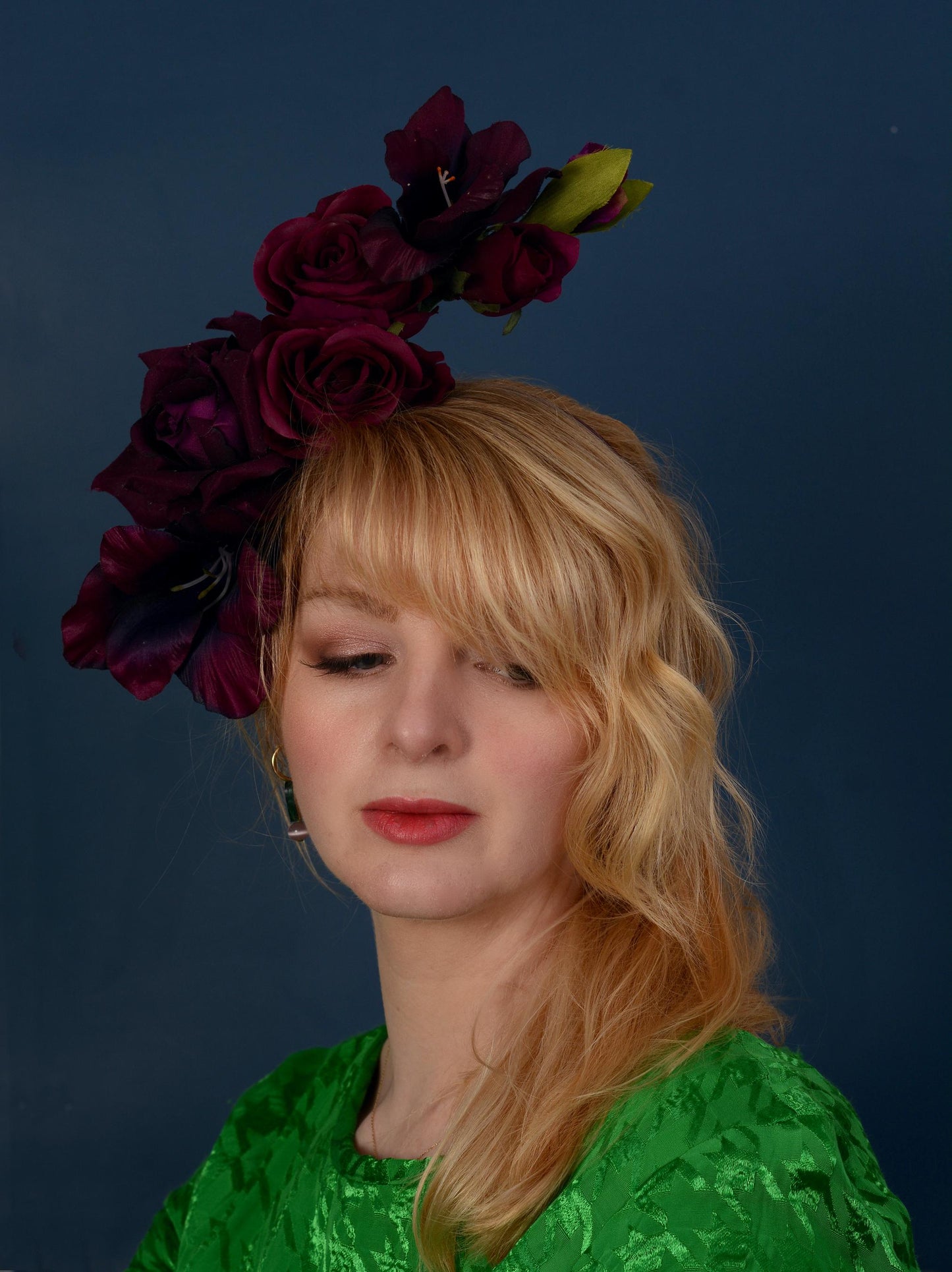 Sculptural Floating Plum Flower Headpiece | Floating Rose Headband | Flower Crown | Wedding Headpiece | Races Headpiece