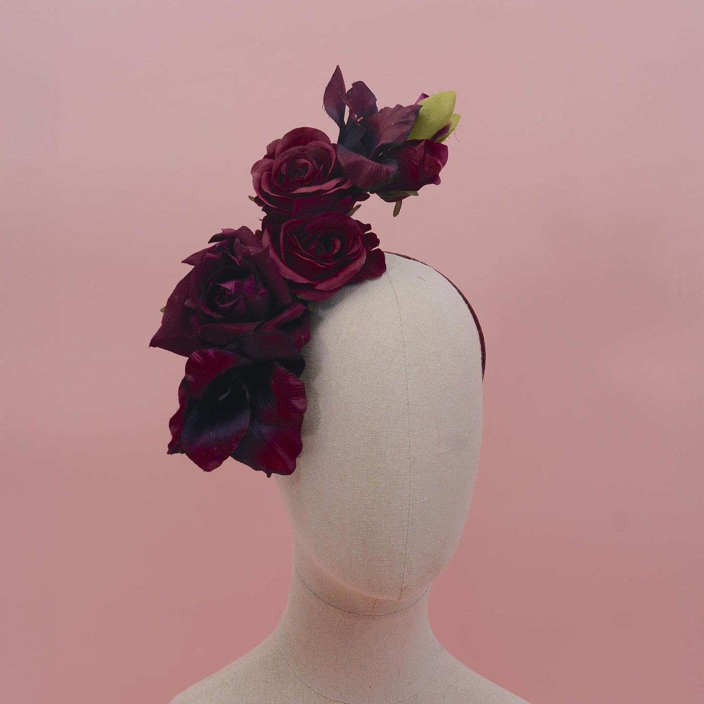 Sculptural Floating Plum Flower Headpiece | Floating Rose Headband | Flower Crown | Wedding Headpiece | Races Headpiece