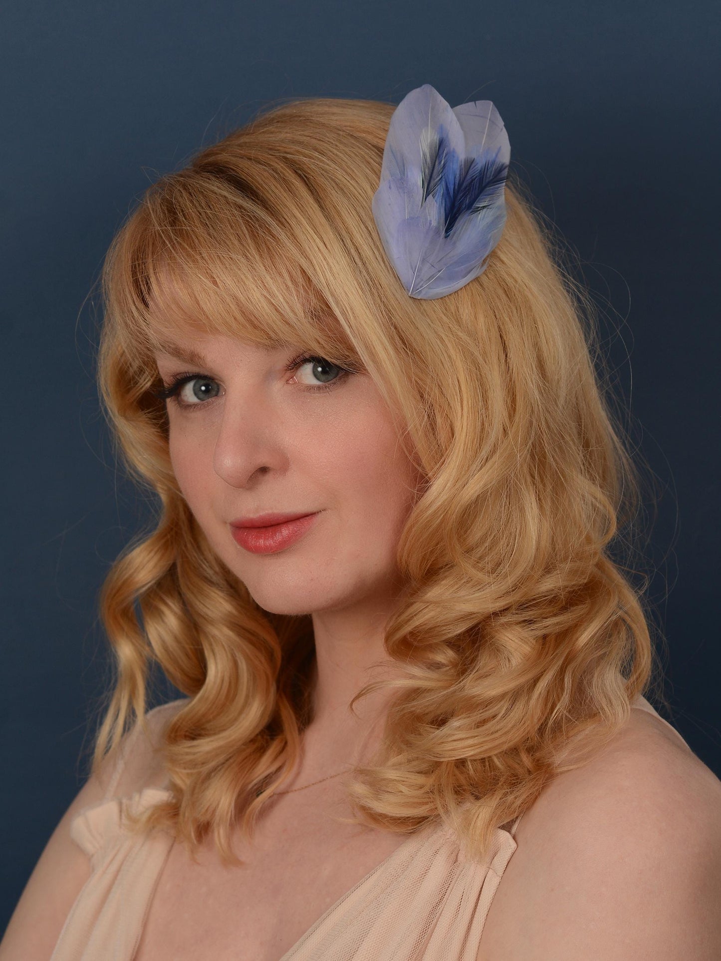 Feather Hair Clip in Powder Blue, Feather Fascinator In Blue