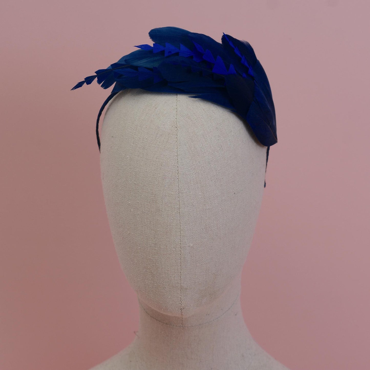 Navy Blue Feather Fascinator Headband No.002 | Blue Feather Headband | Blue Feather Headpiece
