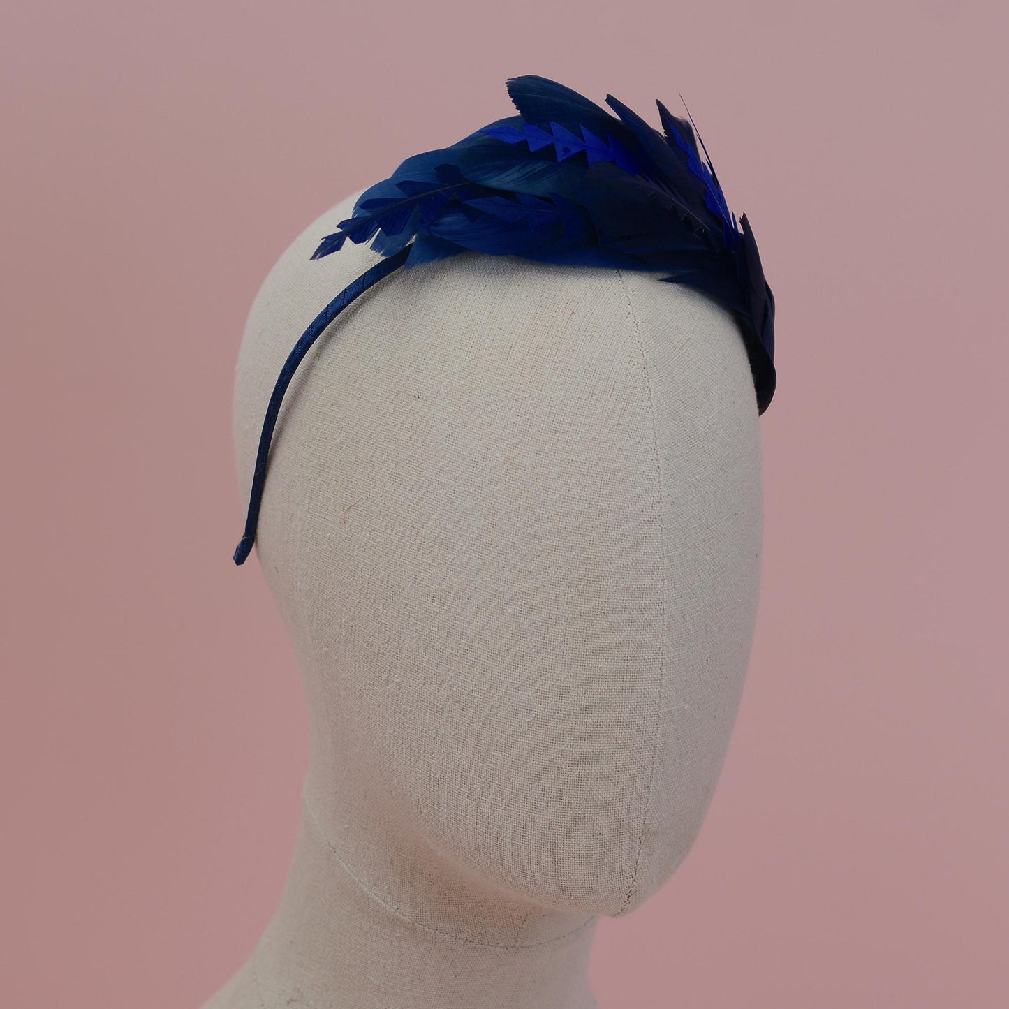 Navy Blue Feather Fascinator Headband No.002 | Blue Feather Headband | Blue Feather Headpiece