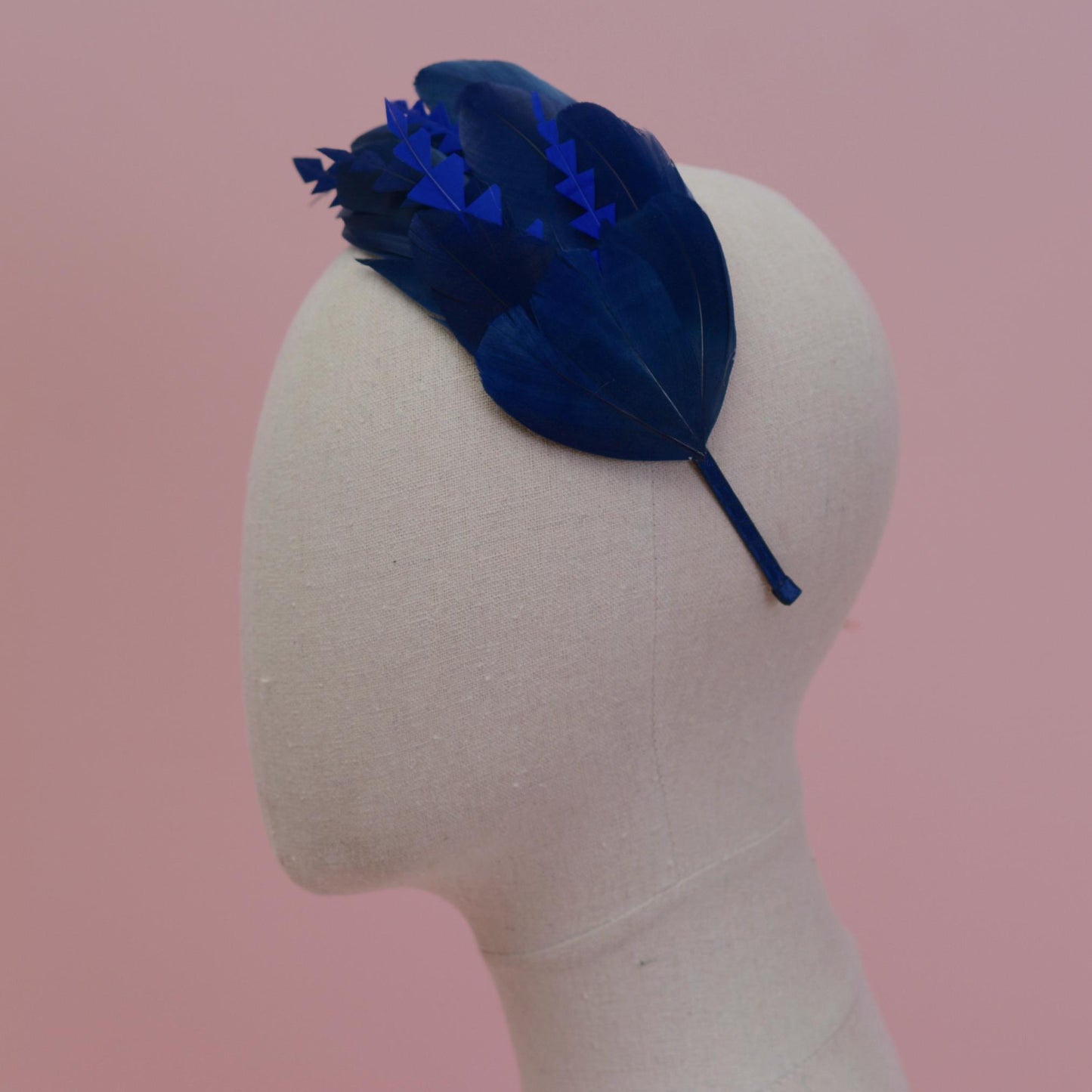 Navy Blue Feather Fascinator Headband No.002 | Blue Feather Headband | Blue Feather Headpiece