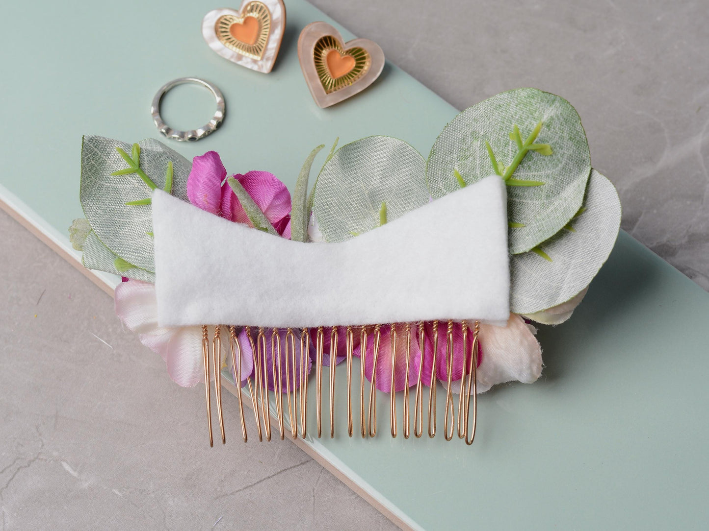 Large Silk Flower Hair Comb in Pink and Purple Blossom and Eucalyptus | Bridal Hair Comb | Bridesmaids Hair Clip | Bridal Headpiece
