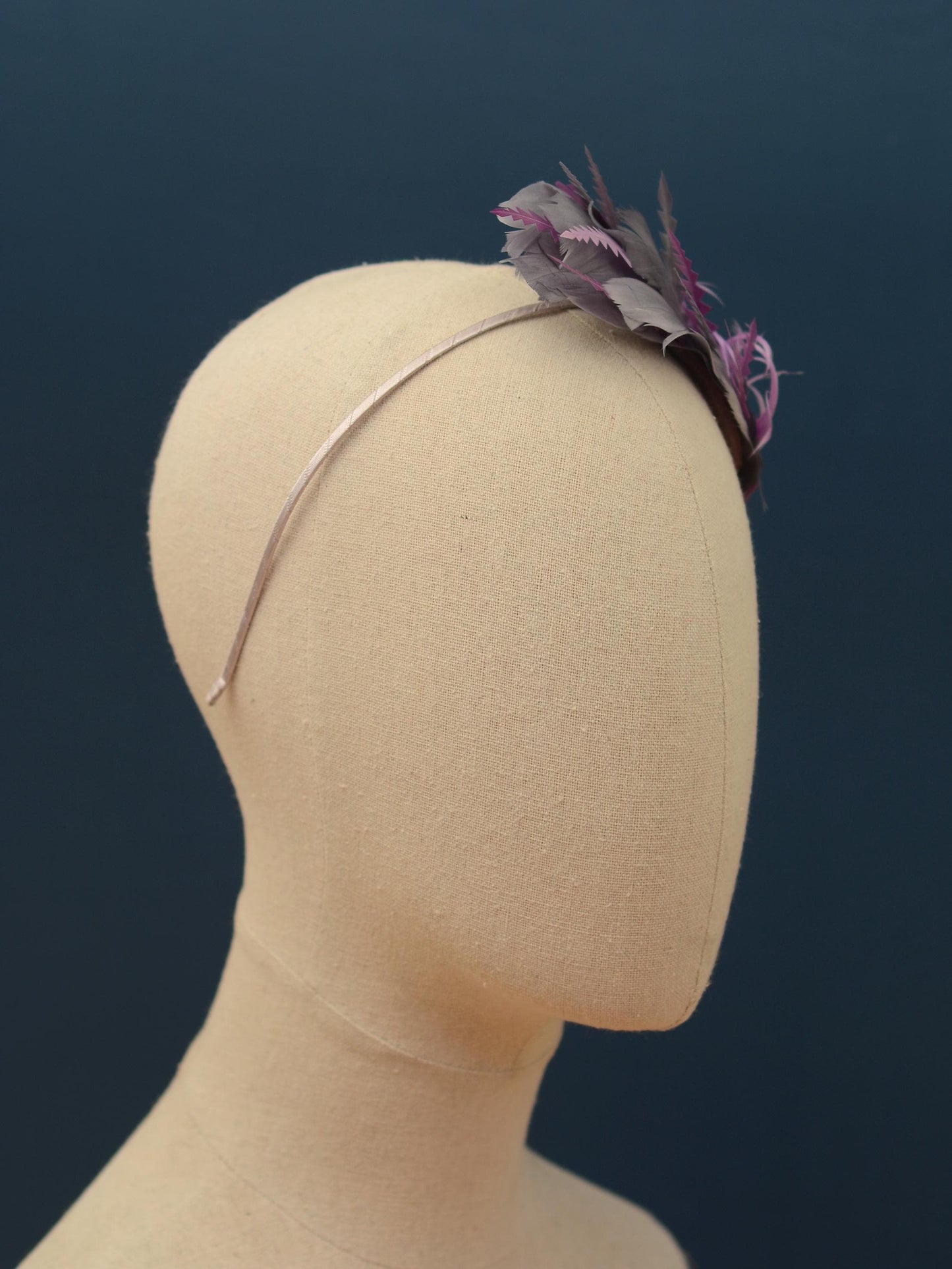 Ombre Grey and Lavender Purple Feather Fascinator Headband No.011 | Grey Feather Headband | Purple Feather Headpiece