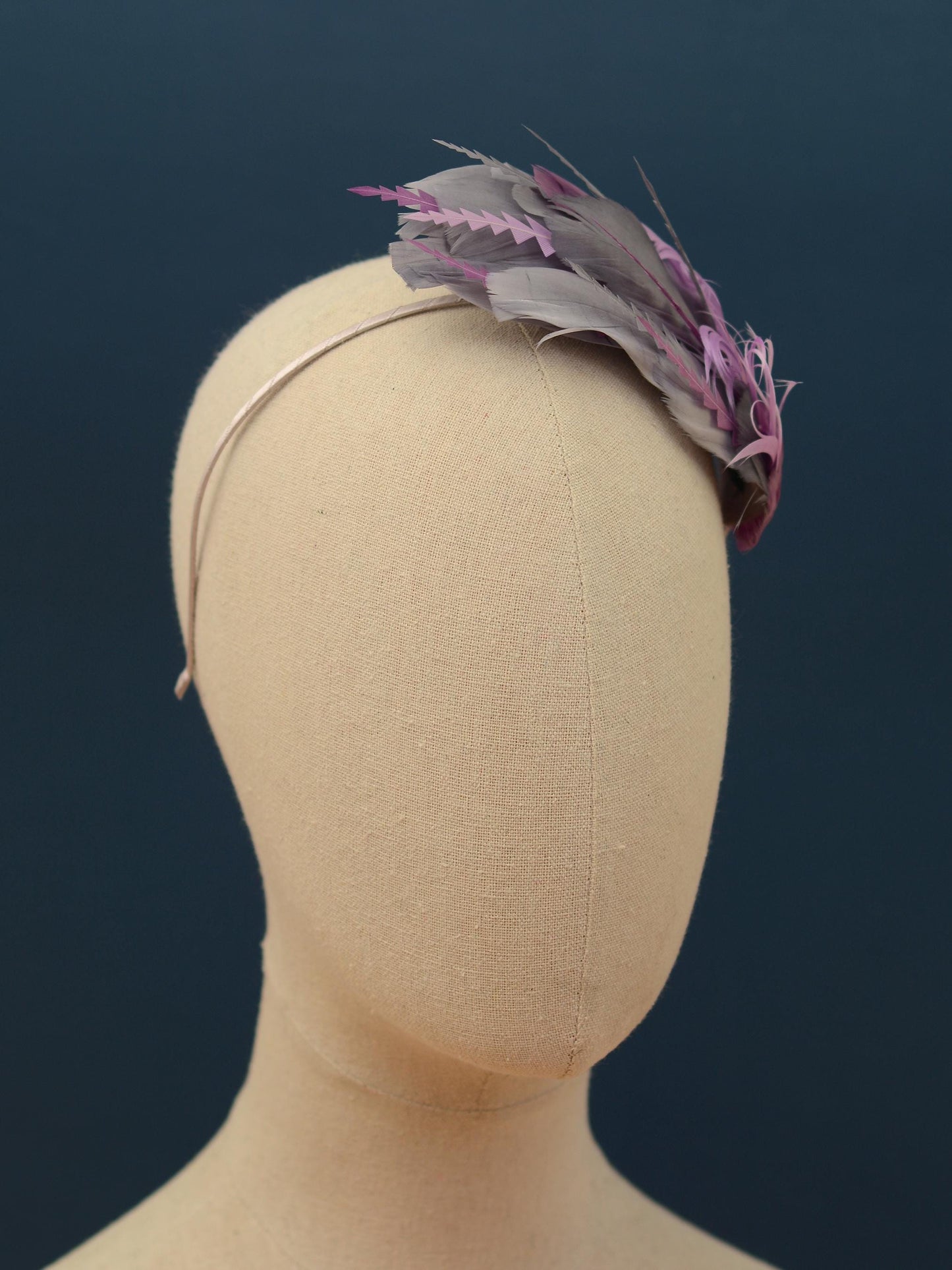 Ombre Grey and Lavender Purple Feather Fascinator Headband No.011 | Grey Feather Headband | Purple Feather Headpiece