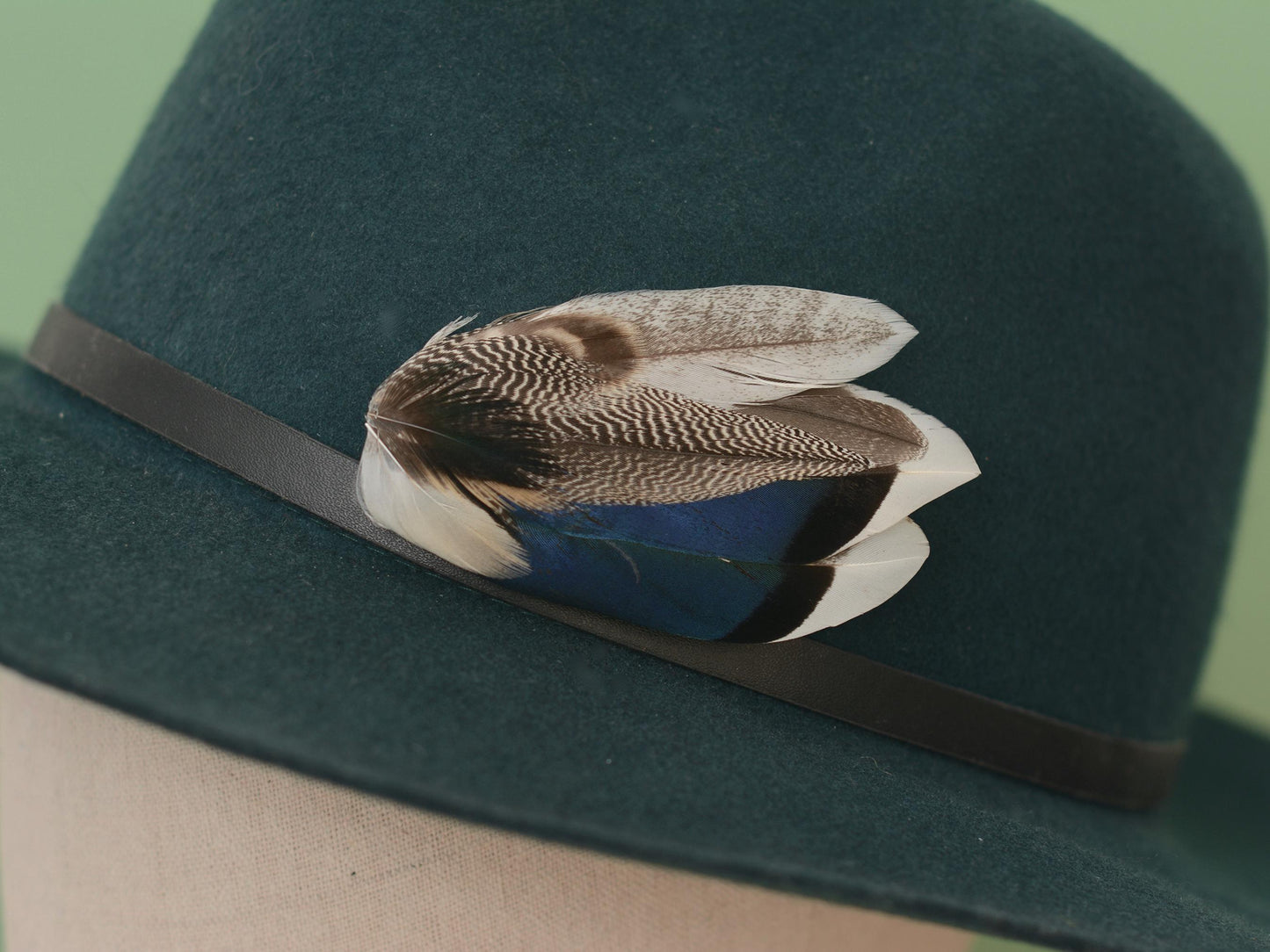 Mallard Duck Feather Lapel Pin in Navy Blue | Feather Boutonniere | Feather Brooch | Feather Hat Pin | Grooms Outfit | Wedding