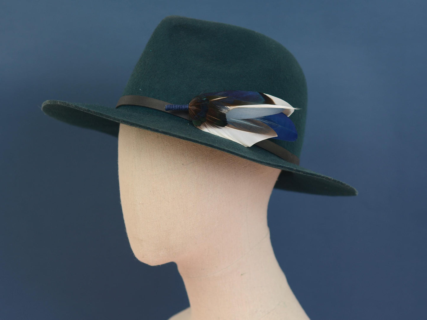 Duck Feather Brooch Hat Pin in Shades of Blue No.319 | Feather Boutonniere | Feather Hat Pin | Grooms Outfit
