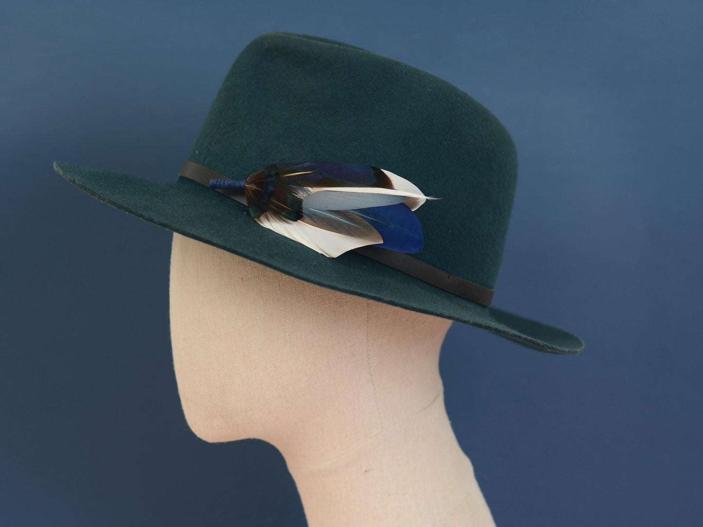 Duck Feather Brooch Hat Pin in Shades of Blue No.319 | Feather Boutonniere | Feather Hat Pin | Grooms Outfit