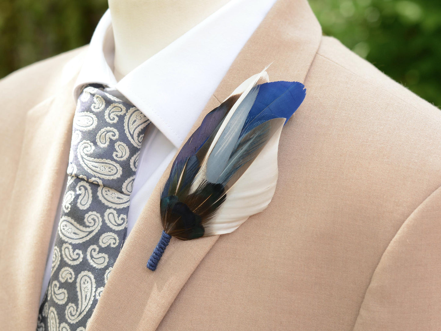 Duck Feather Brooch Hat Pin in Shades of Blue No.319 | Feather Boutonniere | Feather Hat Pin | Grooms Outfit