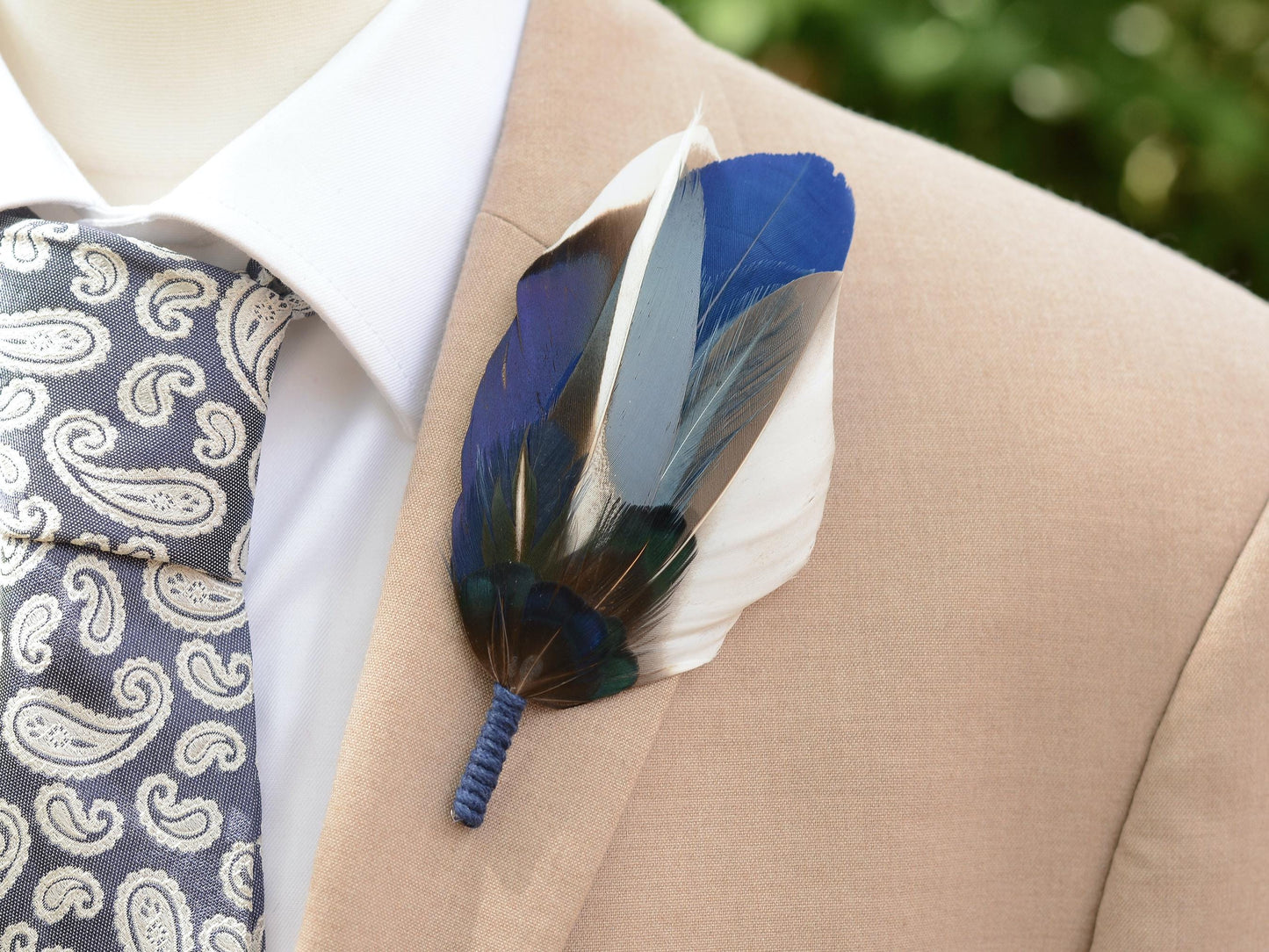 Duck Feather Brooch Hat Pin in Shades of Blue No.319 | Feather Boutonniere | Feather Hat Pin | Grooms Outfit