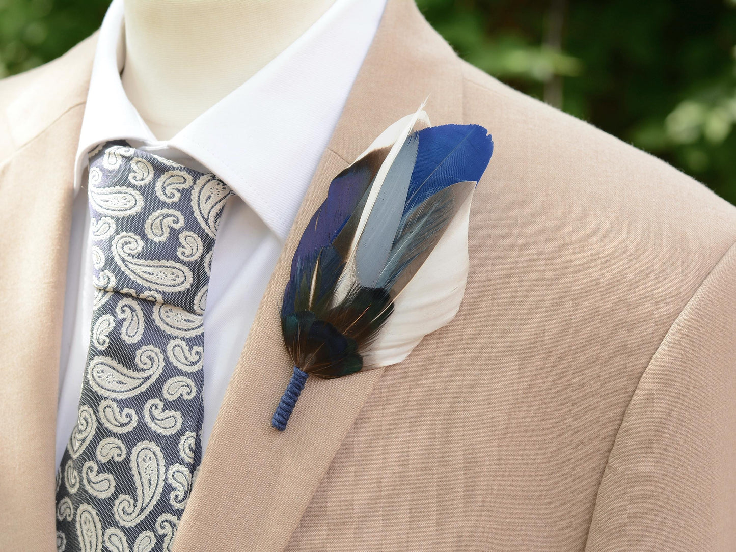 Duck Feather Brooch Hat Pin in Shades of Blue No.319 | Feather Boutonniere | Feather Hat Pin | Grooms Outfit