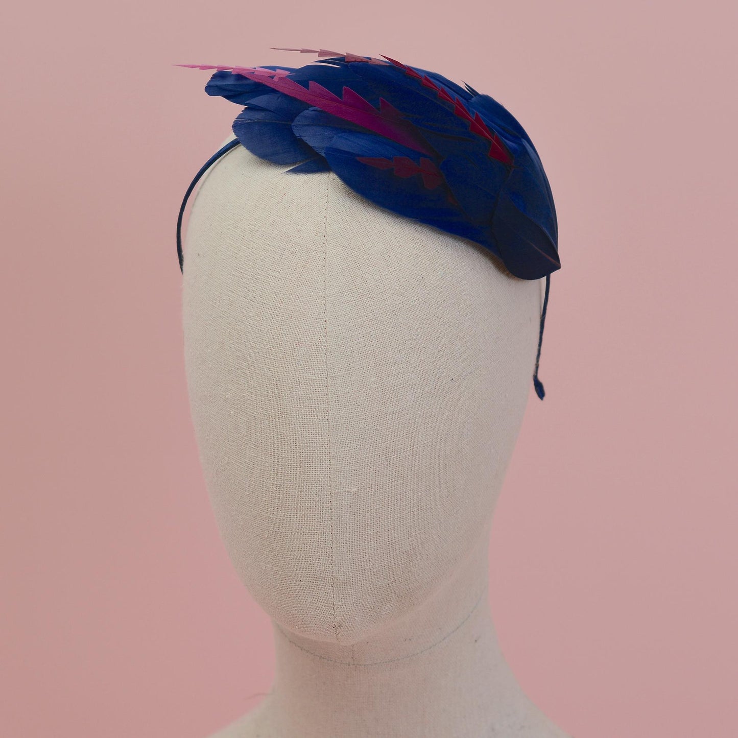 Navy Blue and Burgundy Feather Fascinator Headband No.003 | Blue Feather Headband | Blue Feather Headpiece