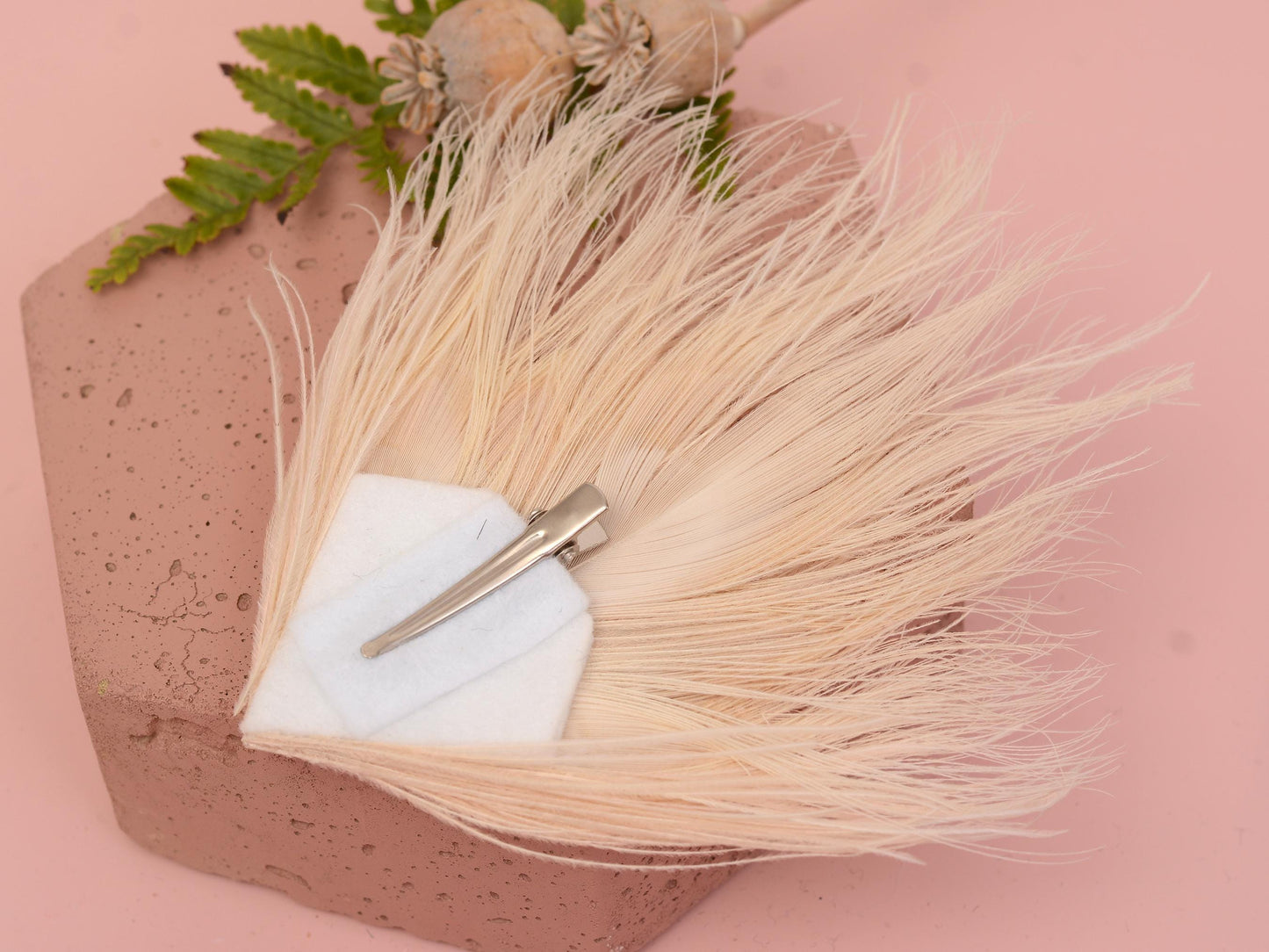 Feather Fascinator in Ivory Peacock with Swarovski Crystal Detail | Bridal Feather Hair Clip | Bridal Feather Hairpiece | Bridal Headpiece