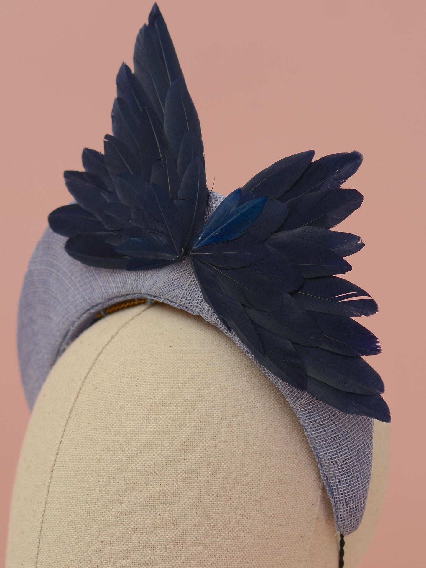 Bird Wing Navy and Cornflower Blue Halo Bandeau Headband Fascinator