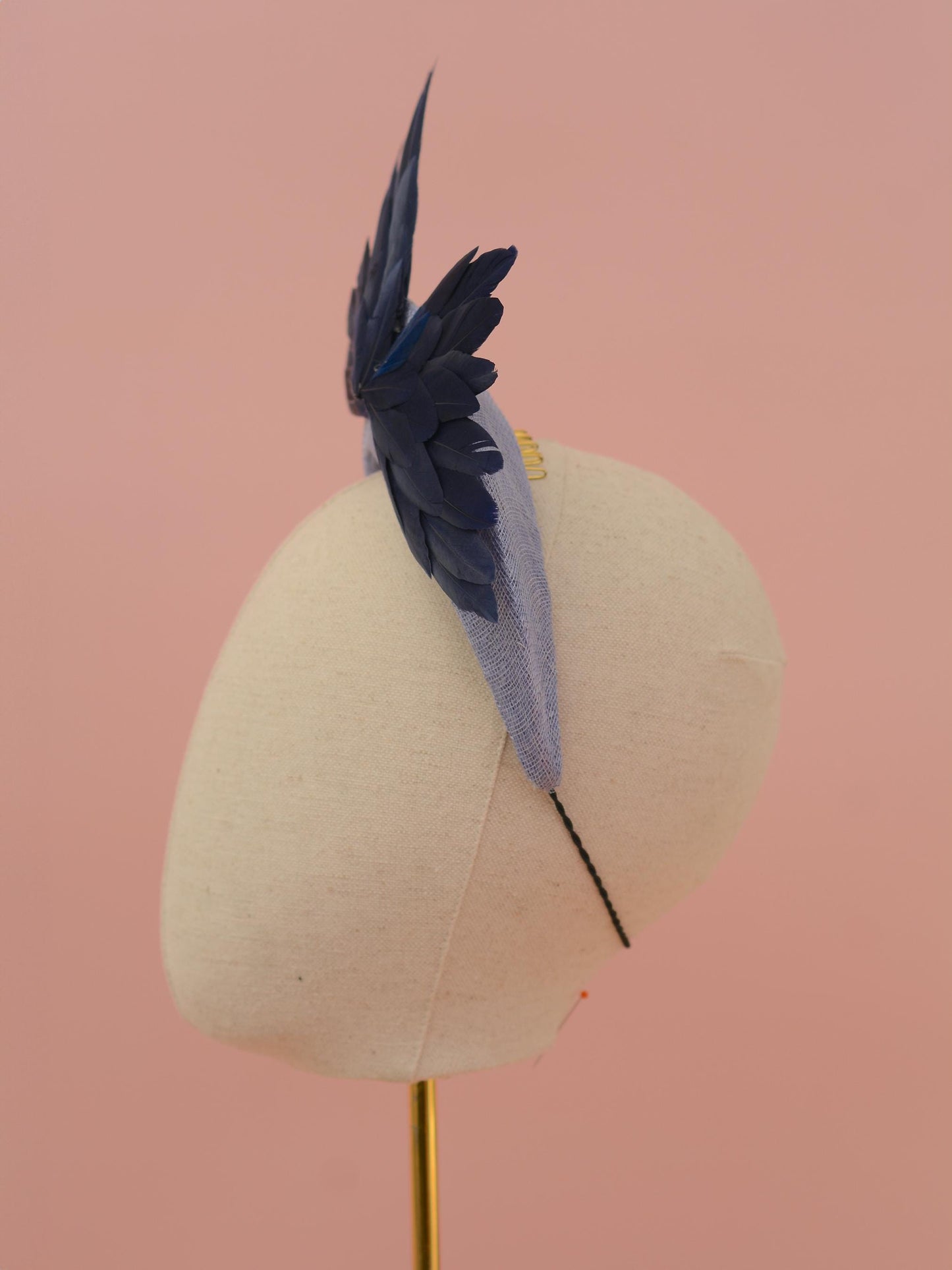 Bird Wing Navy and Cornflower Blue Halo Bandeau Headband Fascinator