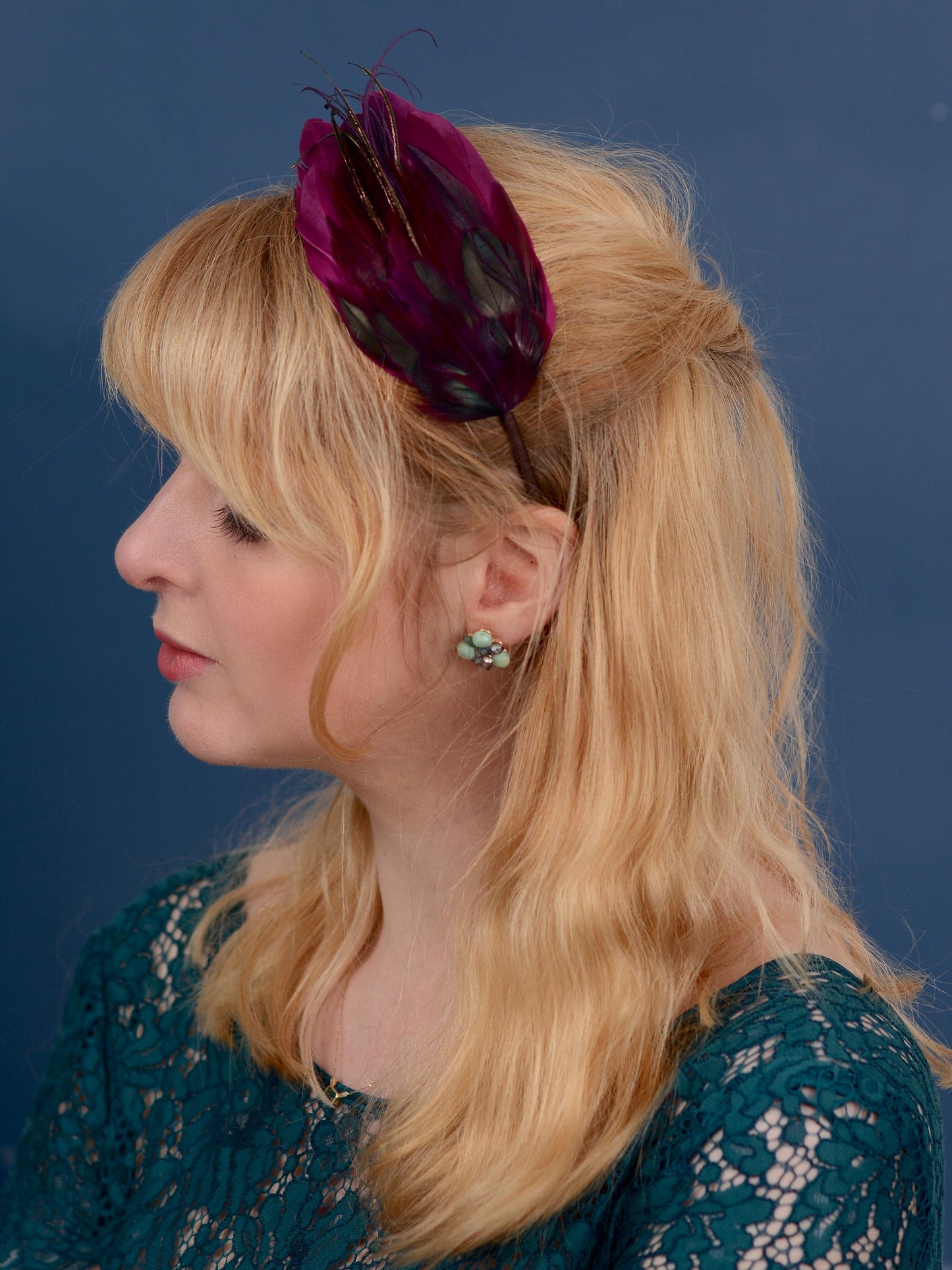 Plum Purple Feather Headband No.001 | Purple Feather Fascinator | Feather Headpiece
