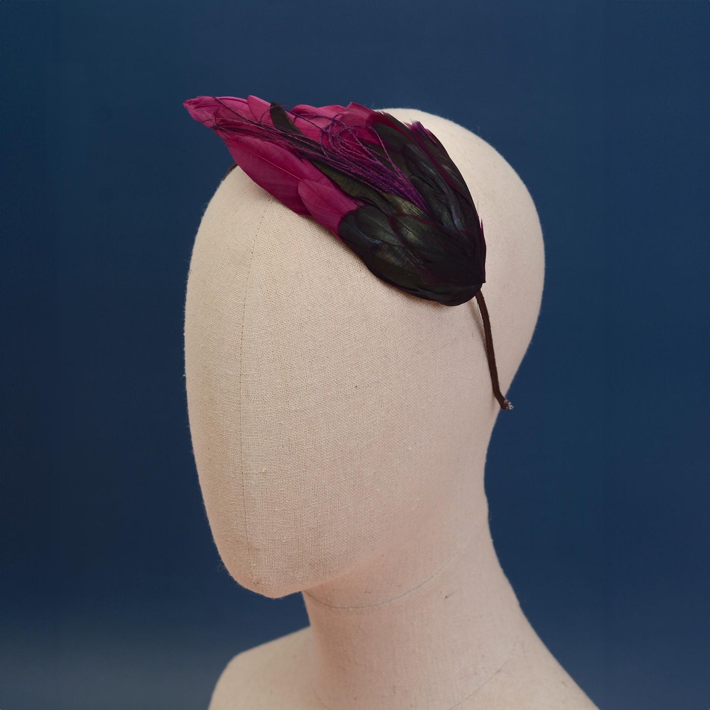 Plum Purple Feather Headband No.007 | Purple Feather Fascinator | Feather Headpiece
