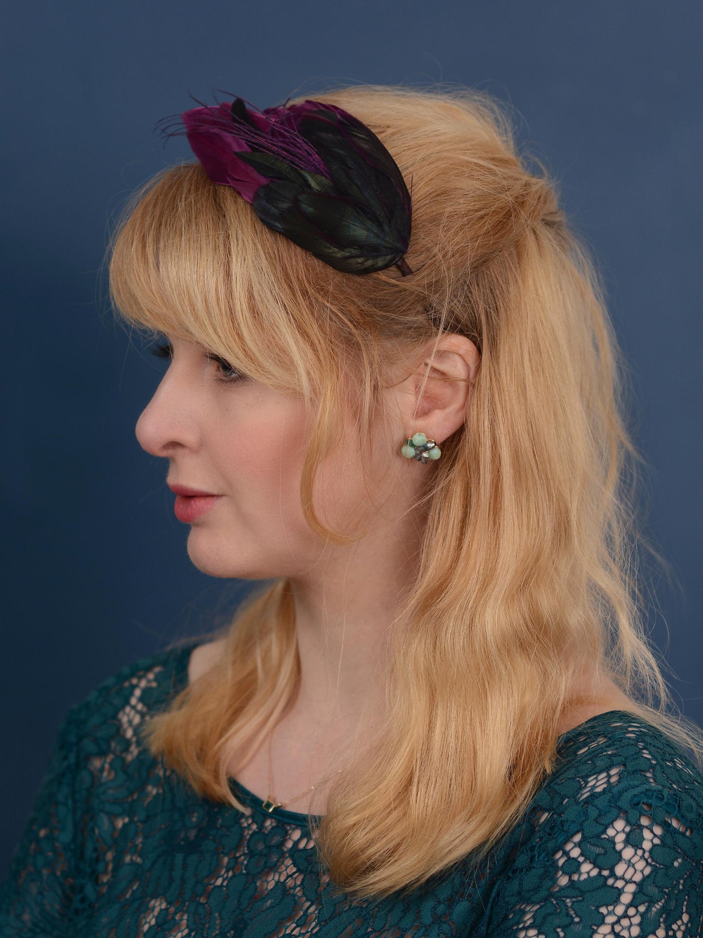 Plum Purple Feather Headband No.007 | Purple Feather Fascinator | Feather Headpiece