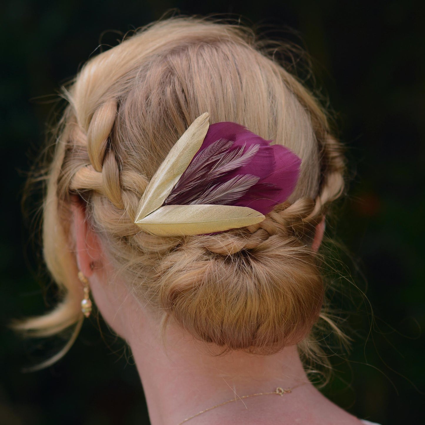 Feather Hair Clip Plum, Gold and Blush | Feather Fascinator | Feather Headpiece | Bridal Hair Clip | Bridal Headpiece | Bridesmaids