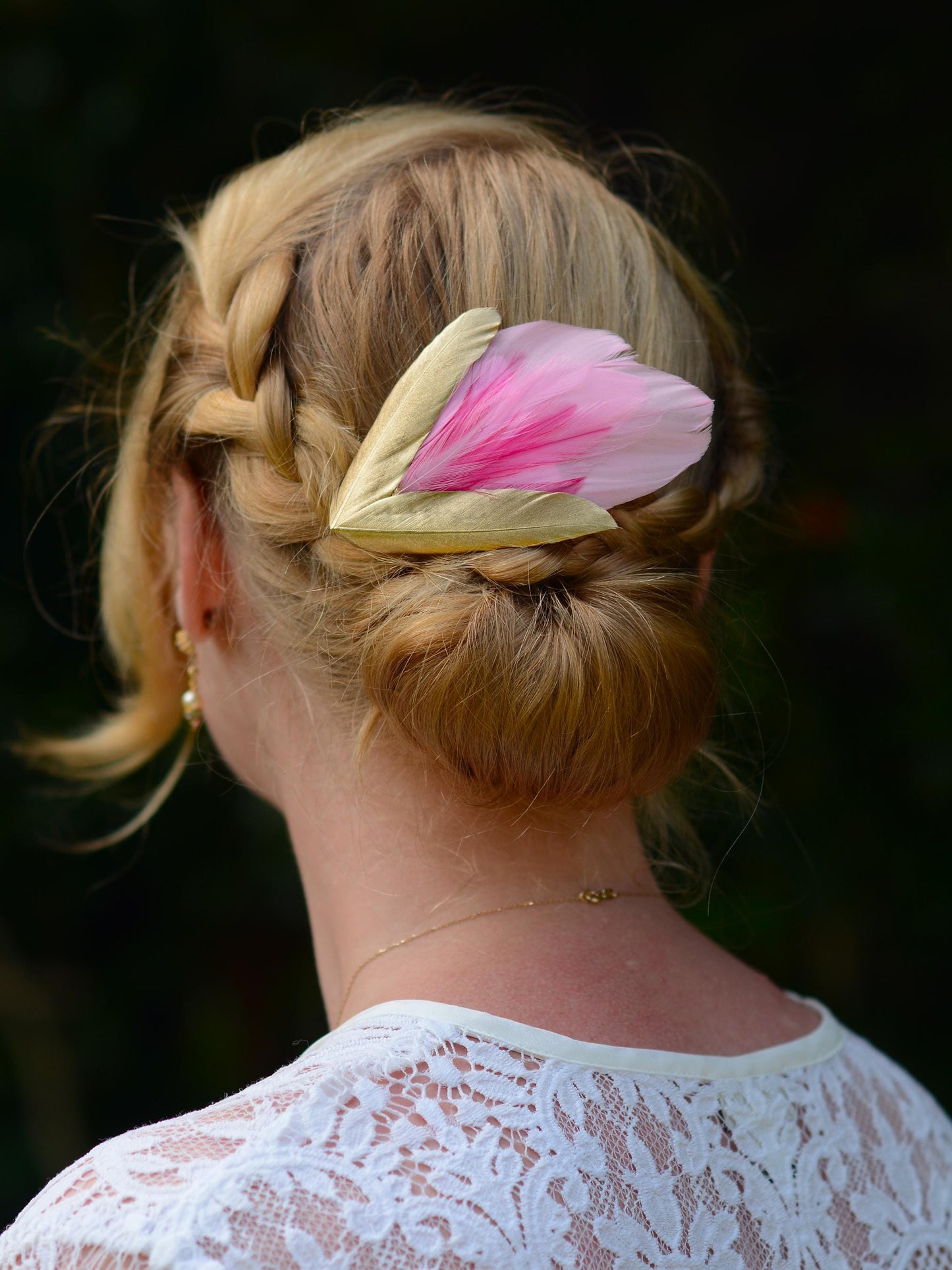 Feather Hair Clip in Rose Pink and Gold | Pink Feather Fascinator | Feather Headpiece | Bridal Hair Clip | Bridal Headpiece | Bridesmaids