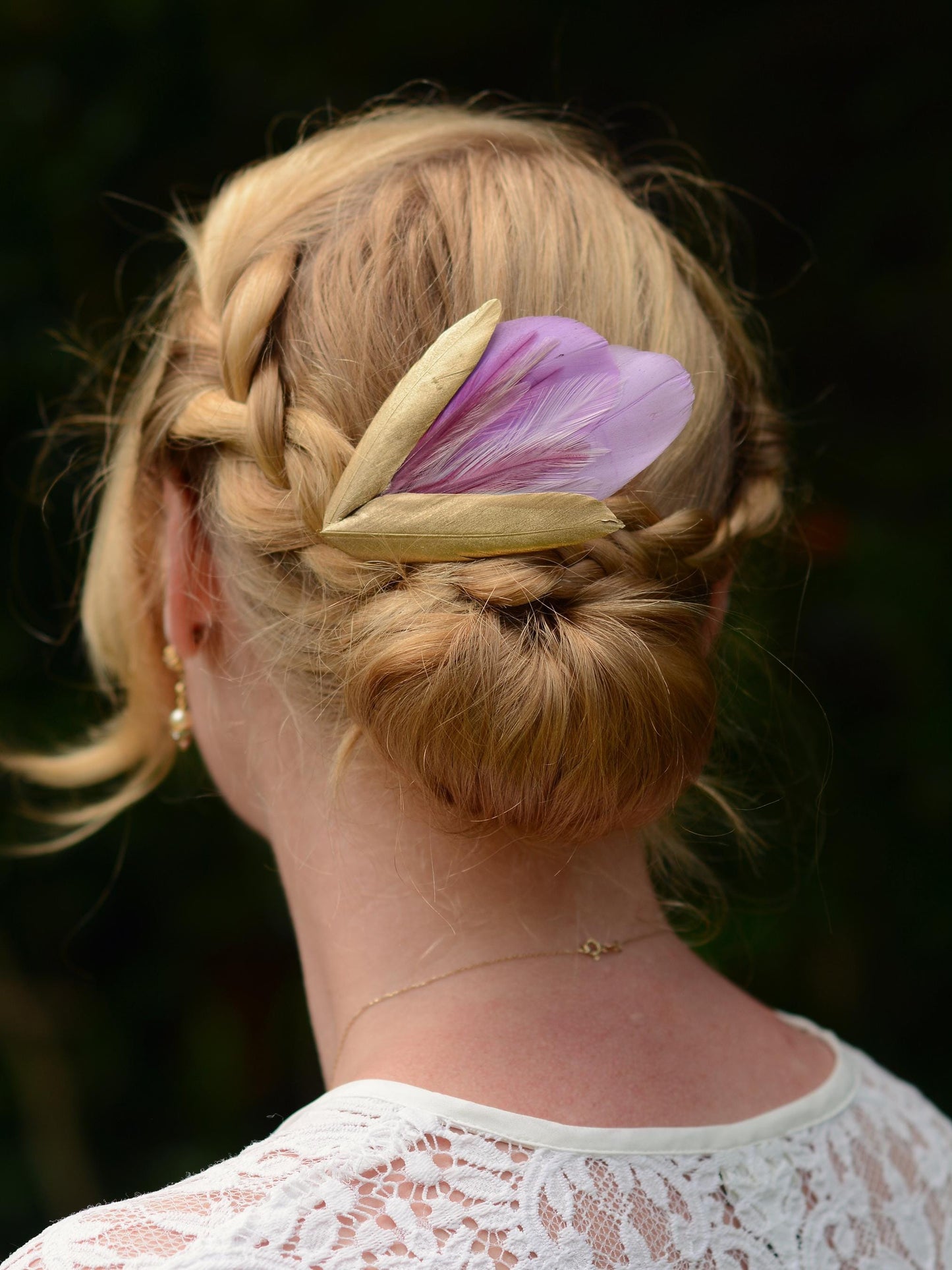 Feather Hair Clip Lilac Purple and Gold | Feather Fascinator | Feather Headpiece | Bridal Hair Clip | Bridal Headpiece | Bridesmaids