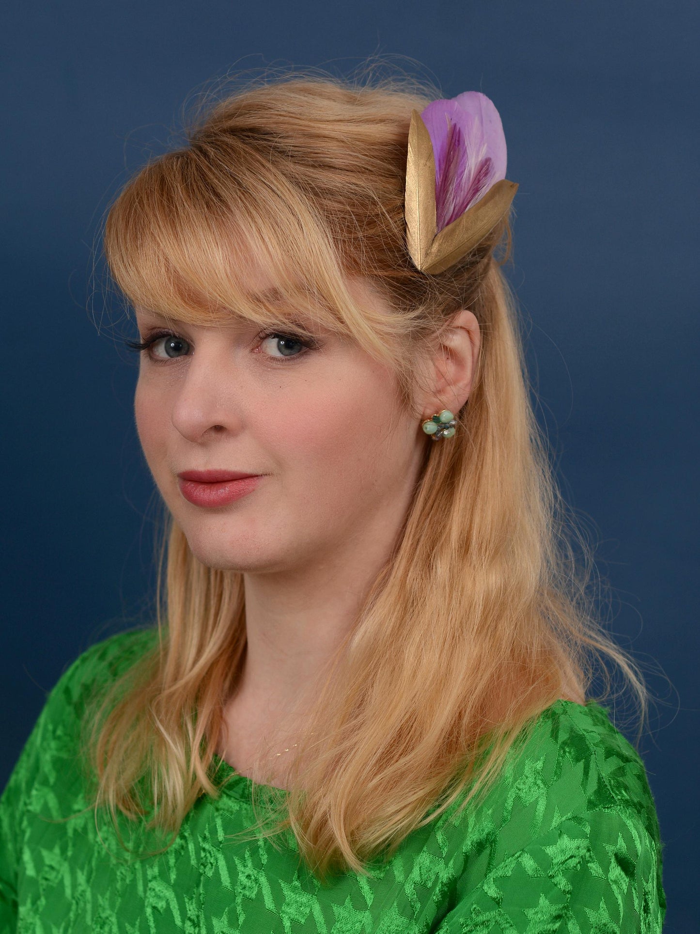 Feather Hair Clip Lilac Purple and Gold | Feather Fascinator | Feather Headpiece | Bridal Hair Clip | Bridal Headpiece | Bridesmaids