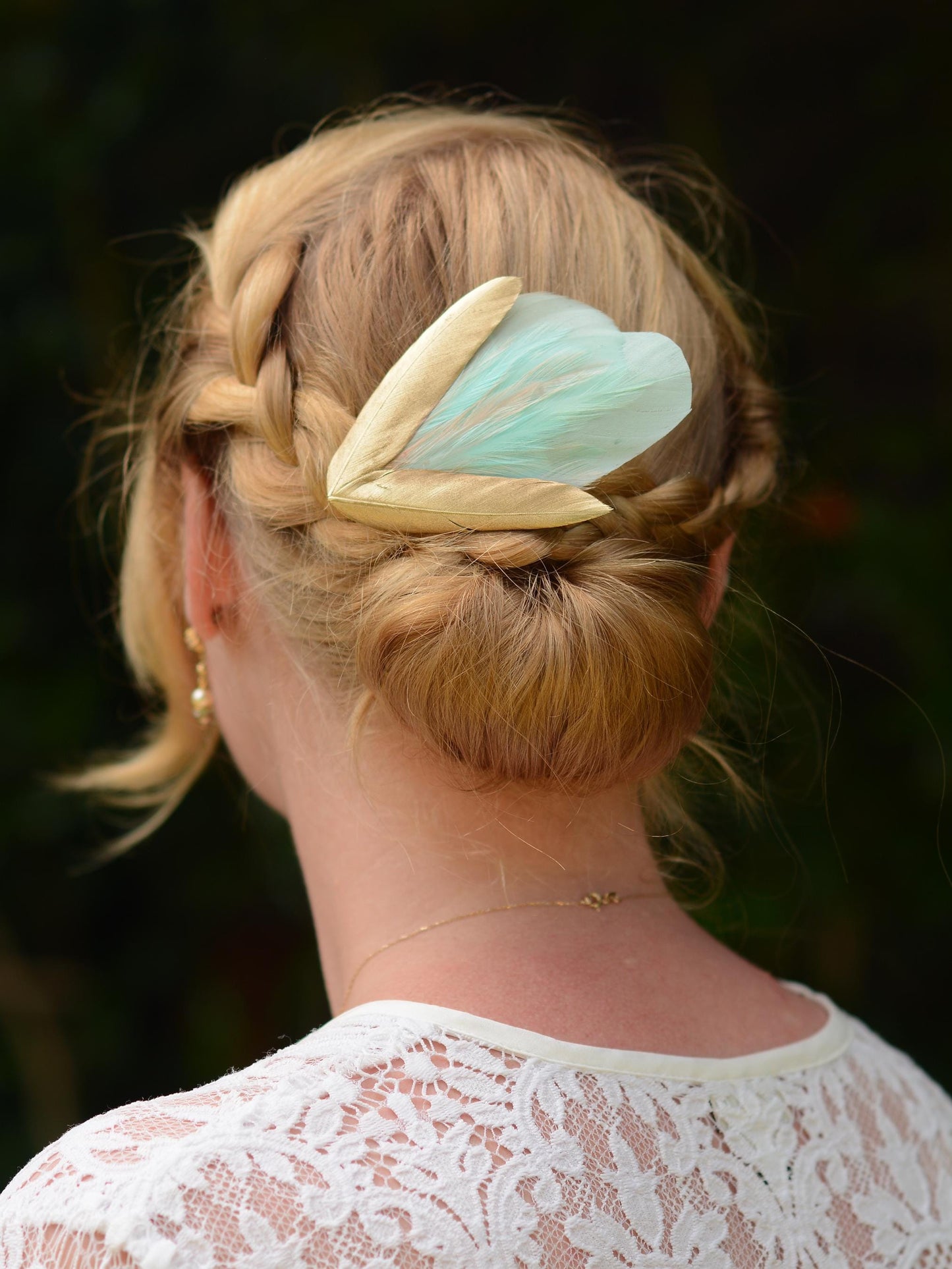 Feather Hair Clip in Mint Green, Pink and Gold | Feather Fascinator | Feather Headpiece | Bridal Hair Clip | Bridal Headpiece | Bridesmaids