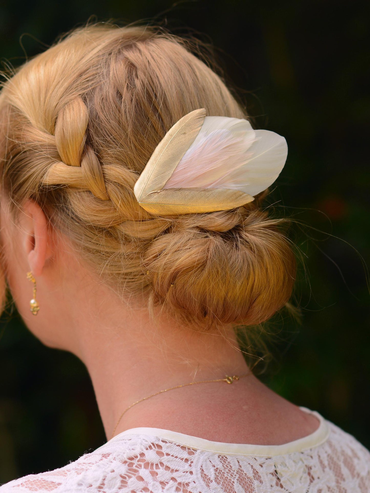 Feather Hair Clip in Ivory and Gold | Feather Fascinator | Ivory Feather Headpiece | Bridal Hair Clip | Bridal Headpiece | Bridesmaids