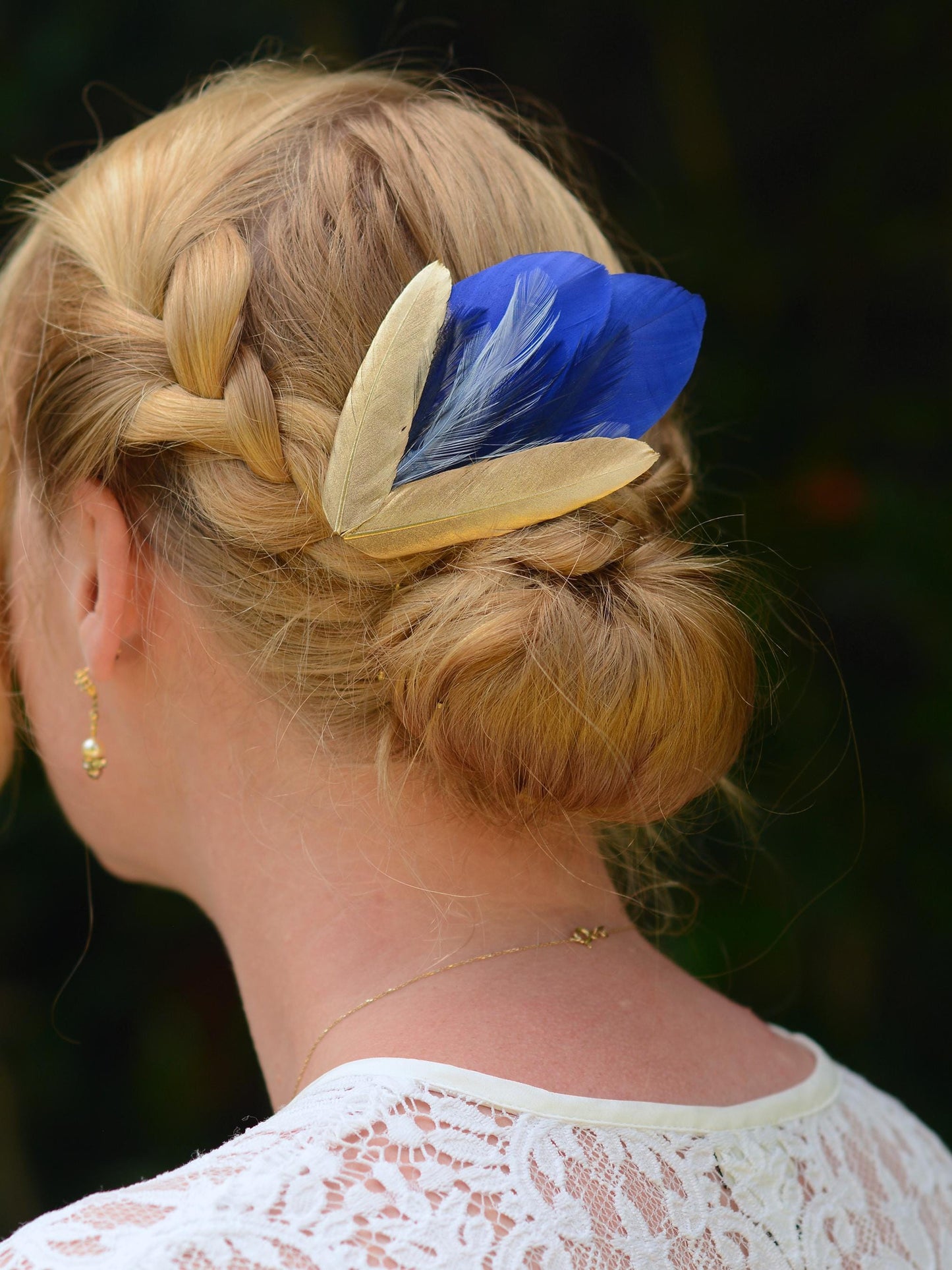 Feather Hair Clip in Cobalt Blue and Gold | Royal Blue Feather Fascinator | Feather Headpiece | Bridal Hair Clip | Bridesmaids