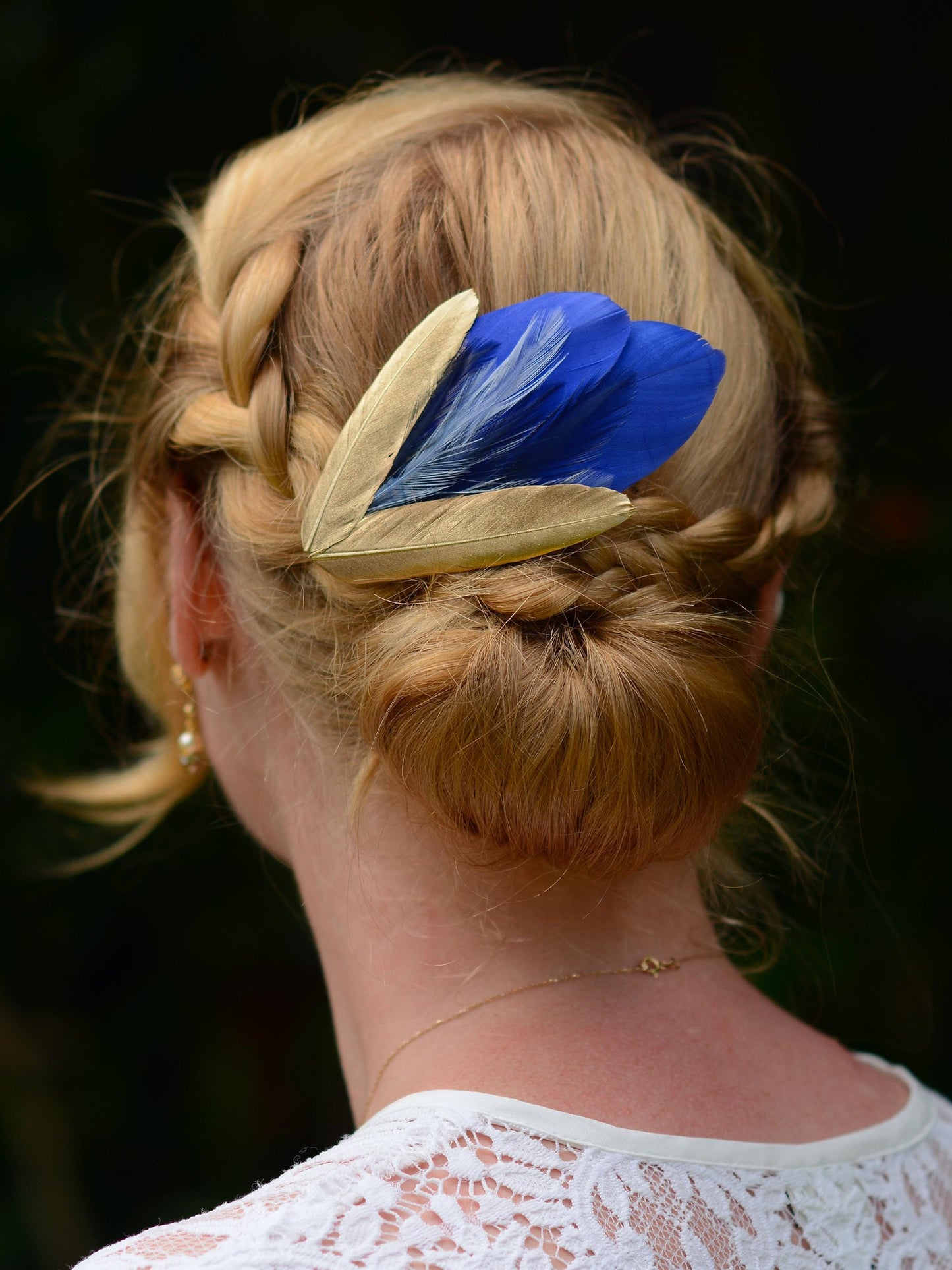 Feather Hair Clip in Cobalt Blue and Gold | Royal Blue Feather Fascinator | Feather Headpiece | Bridal Hair Clip | Bridesmaids