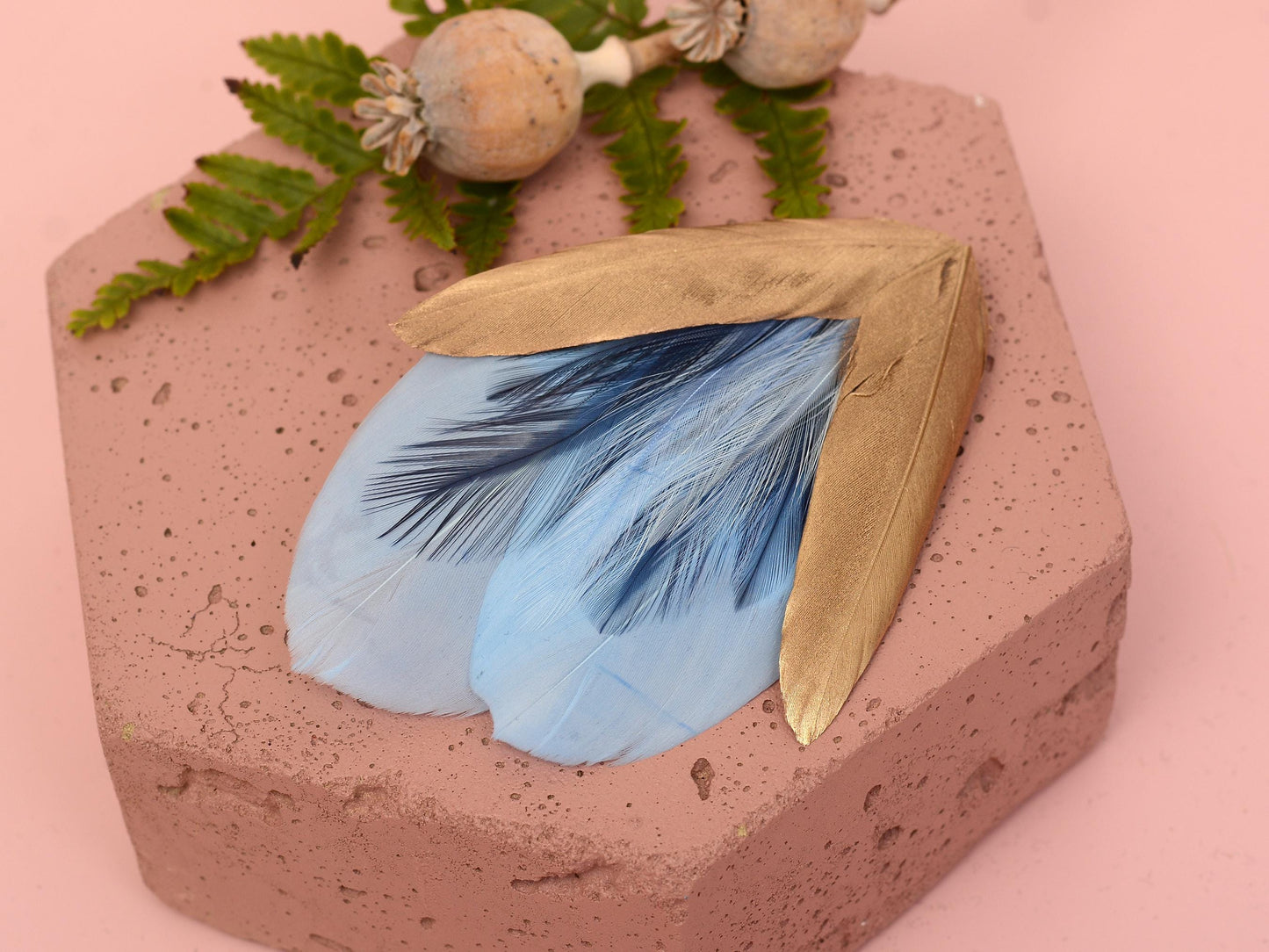 Feather Hair Clip in Sky Blue and Gold | Royal Blue Feather Fascinator | Feather Headpiece | Bridal Hair Clip | Bridesmaids