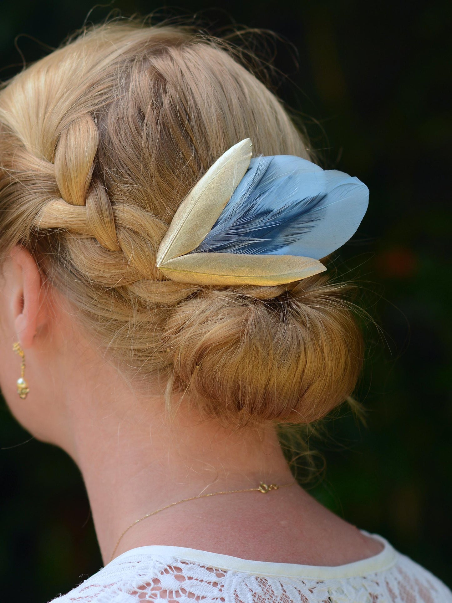 Feather Hair Clip in Sky Blue and Gold | Royal Blue Feather Fascinator | Feather Headpiece | Bridal Hair Clip | Bridesmaids