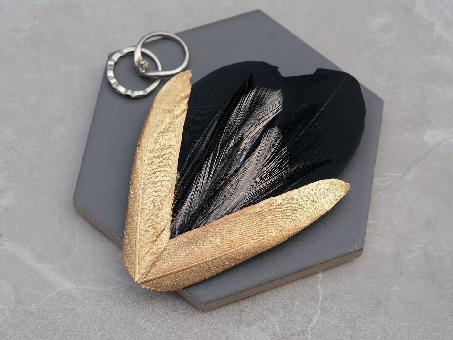 Feather Hair Clip in Black, Blush Pink and Gold | Feather Fascinator | Feather Headpiece | Bridal Hair Clip | Bridal Headpiece | Bridesmaids
