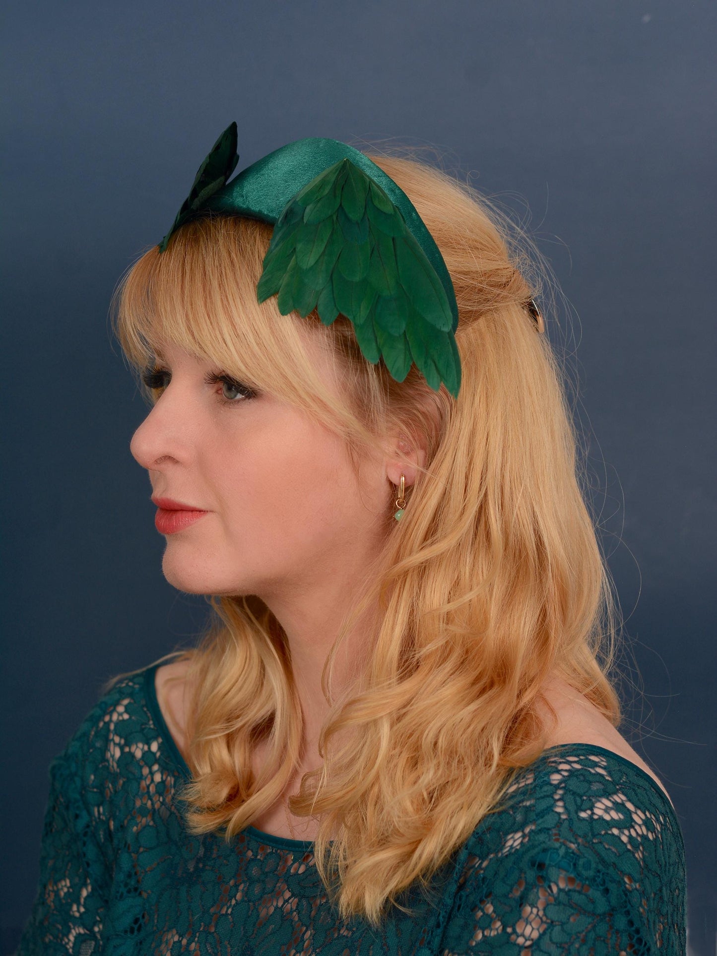Bird Wing Green Halo Bandeau Fascinator Headband