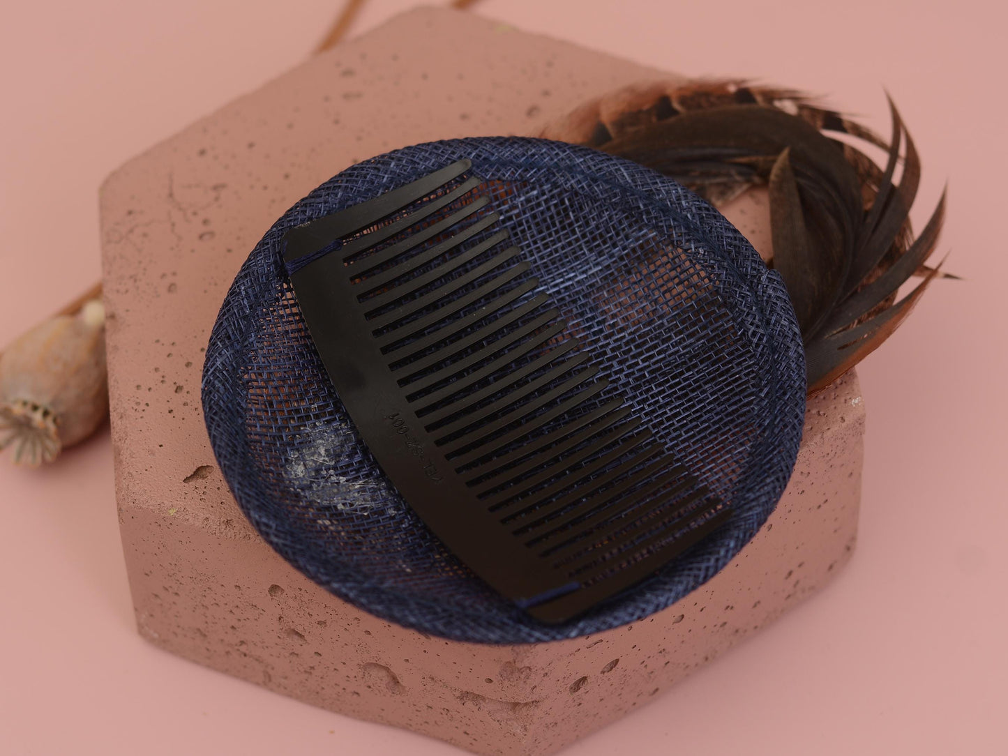 Navy Blue and Pheasant Feather Fascinator | Navy Blue Feather Hat | Wedding Fascinator | Gold Fascinator | Navy Blue Fascinator