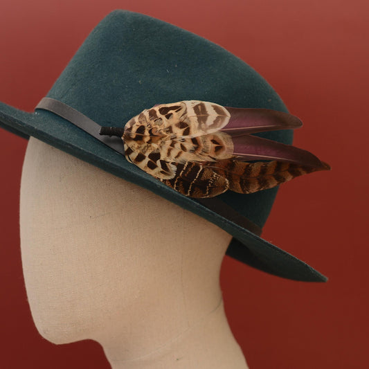 Large Pheasant Feather Hat Pin in Purple No.312 | Unique Pheasant Feather Boutonniere | Large Feather Brooch