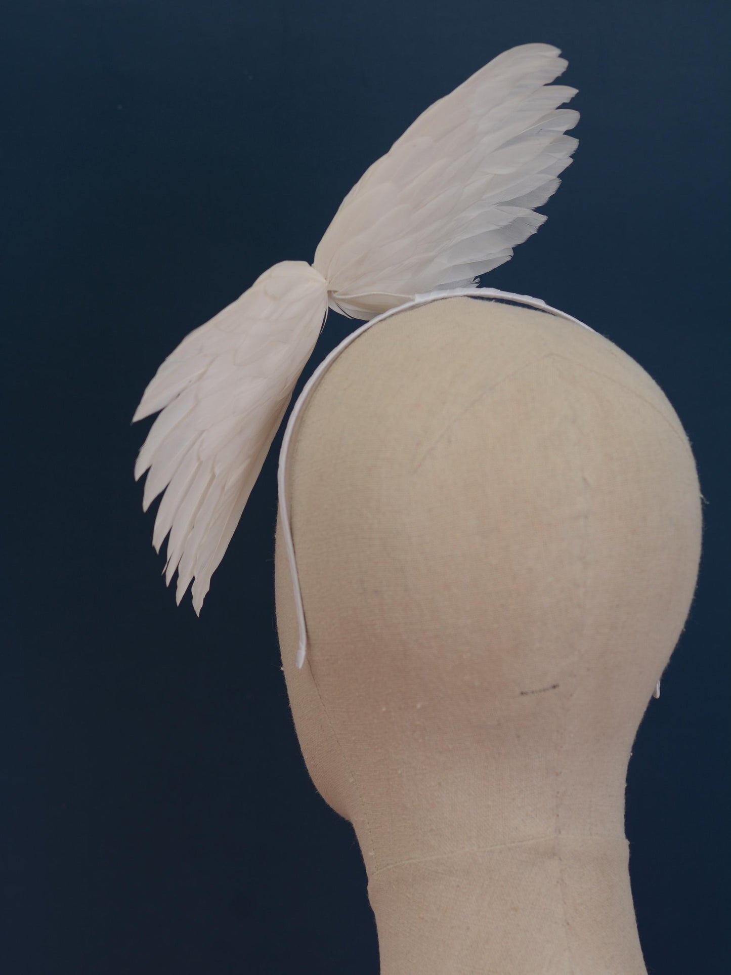 Sample Sale - White Side Perching Bird Wings Headpiece Fascinator