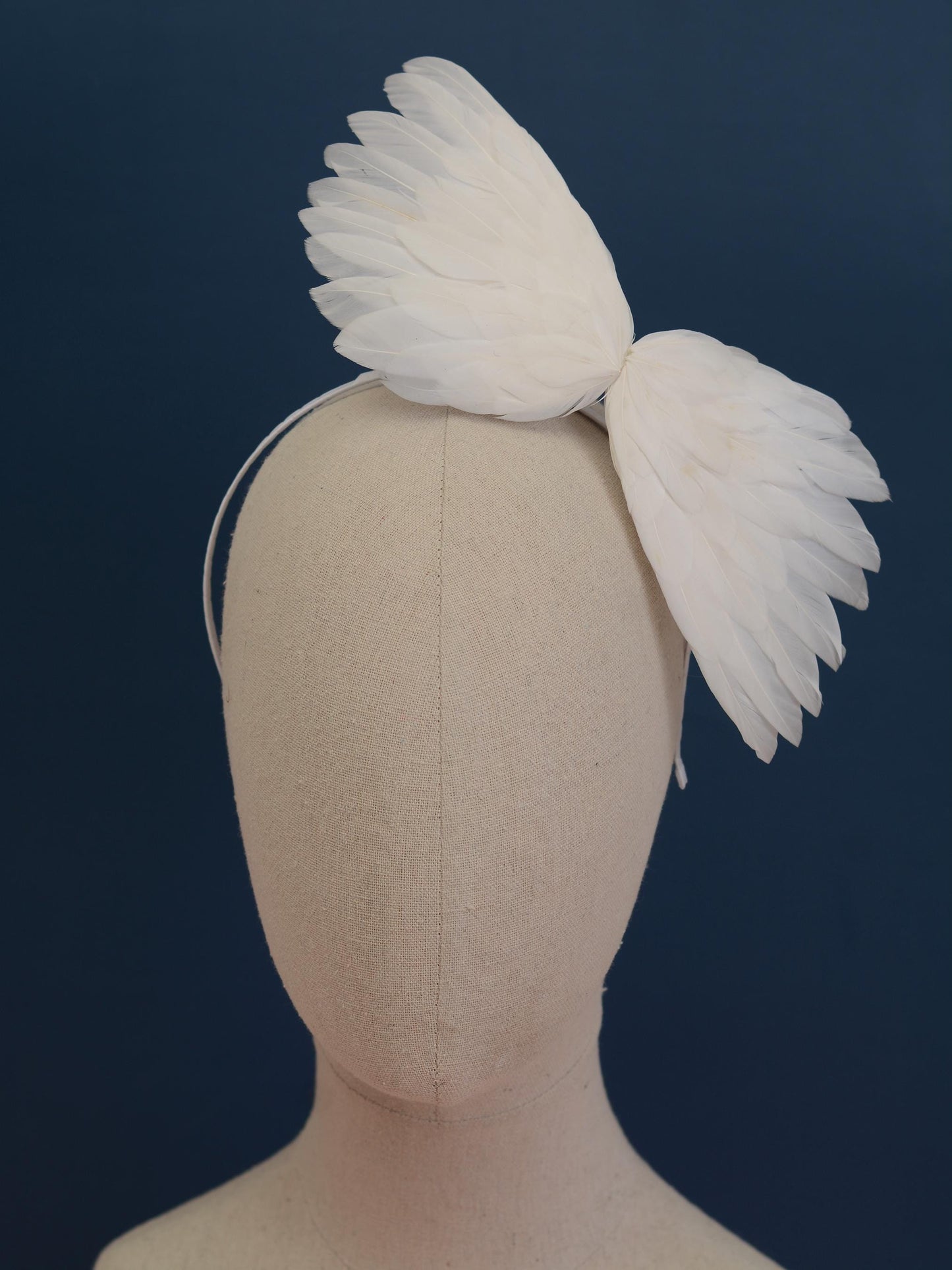 Sample Sale - White Side Perching Bird Wings Headpiece Fascinator